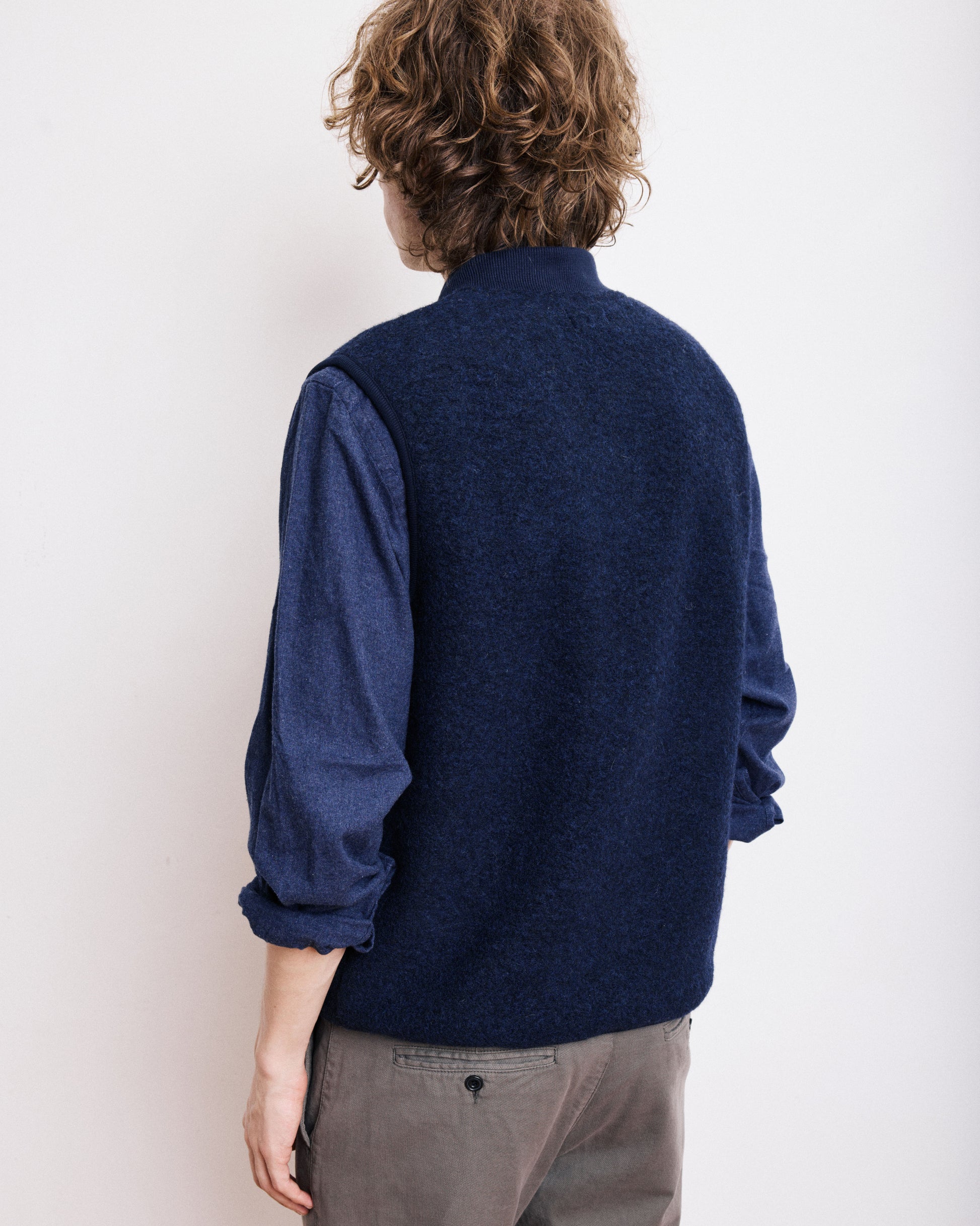 Gilet Homme en Laine Bouillie Bleu Marine Vest