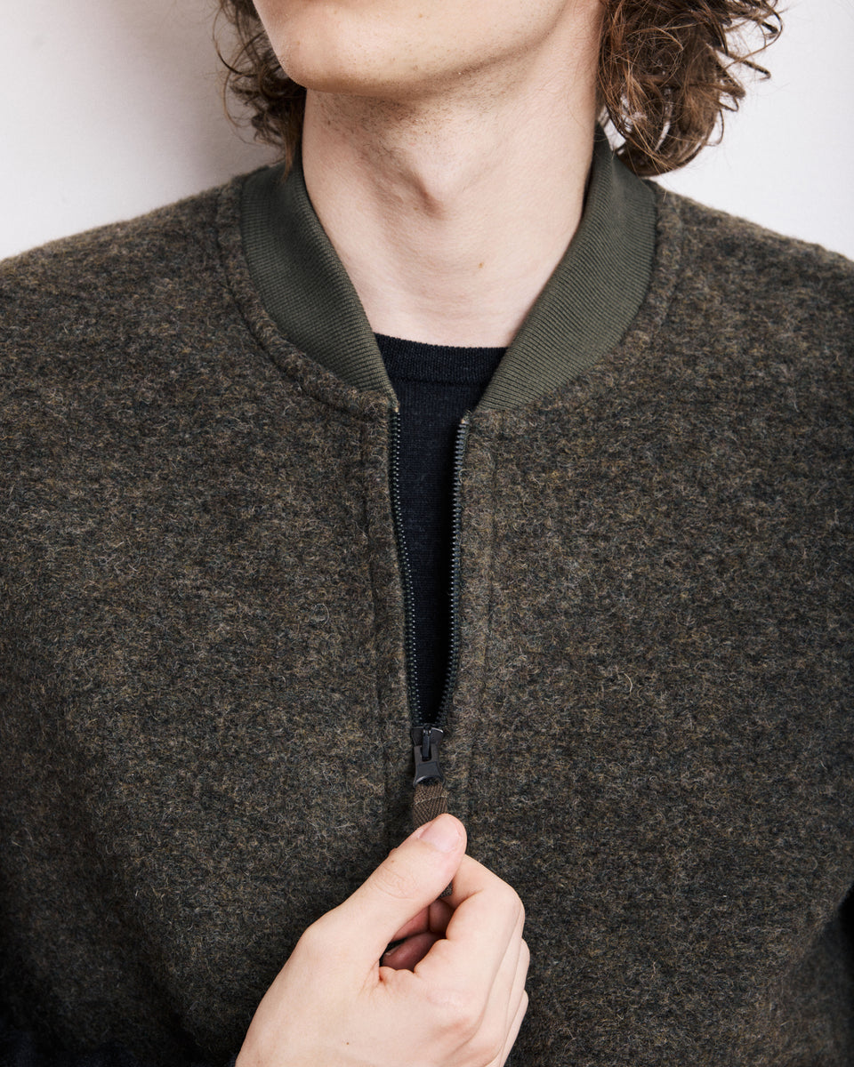 Men's Military Green Boiled Wool Vest - Image alternative