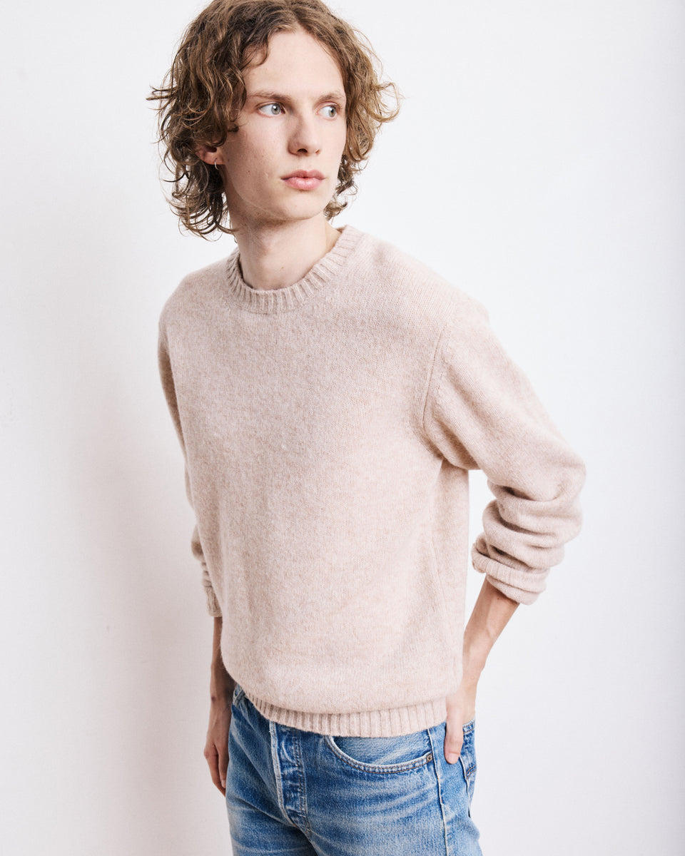 Crew Men's Beige Shetland Wool Sweater - Image principale