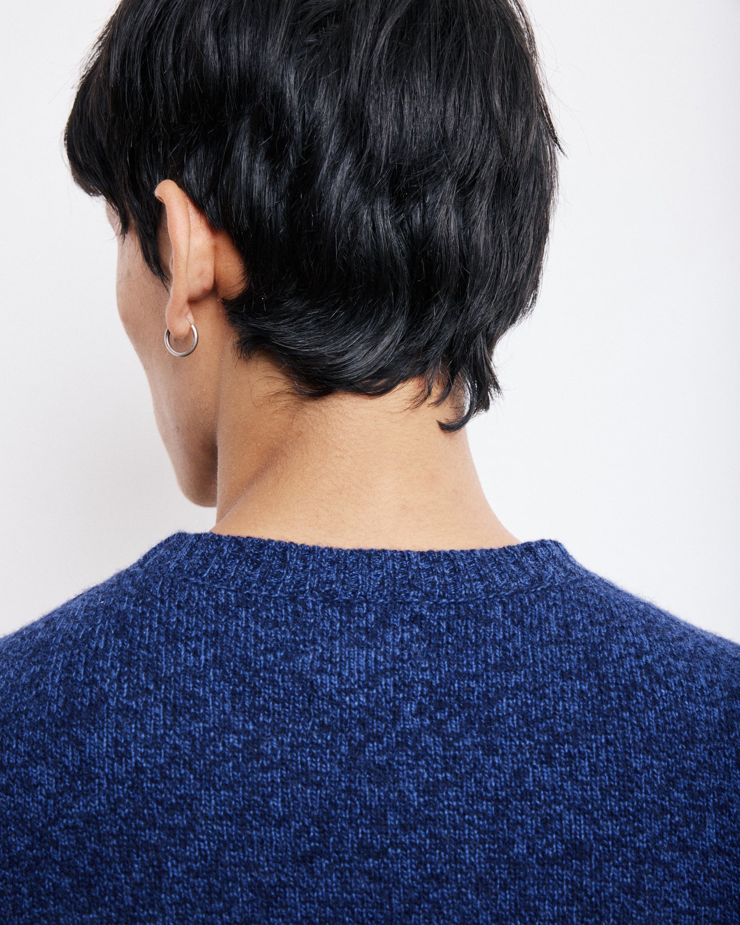 Pull Col Rond Homme en Laine Lambswool Bleu Marine