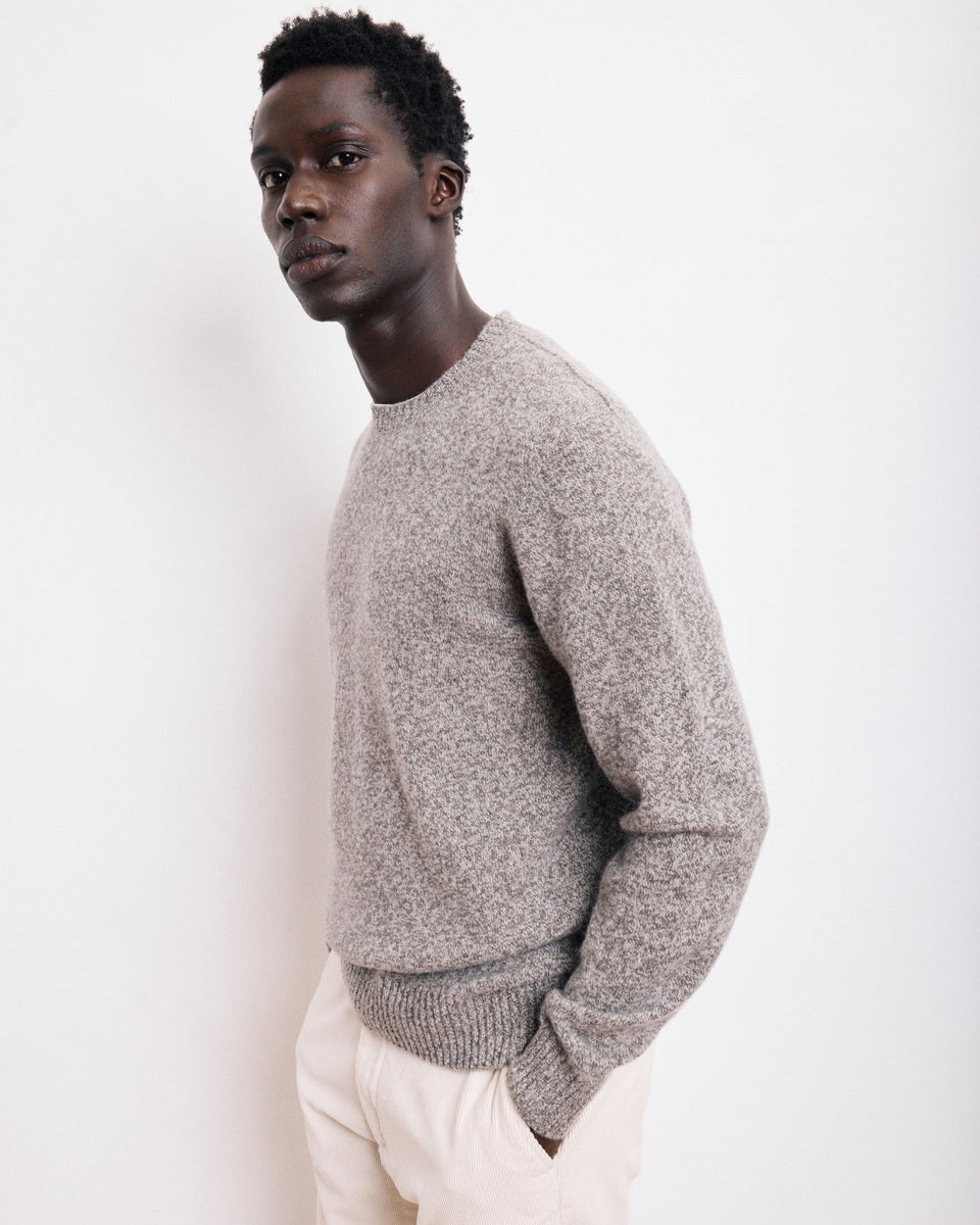 Pull Col Rond Homme en Laine Lambswool Gris - Image principale