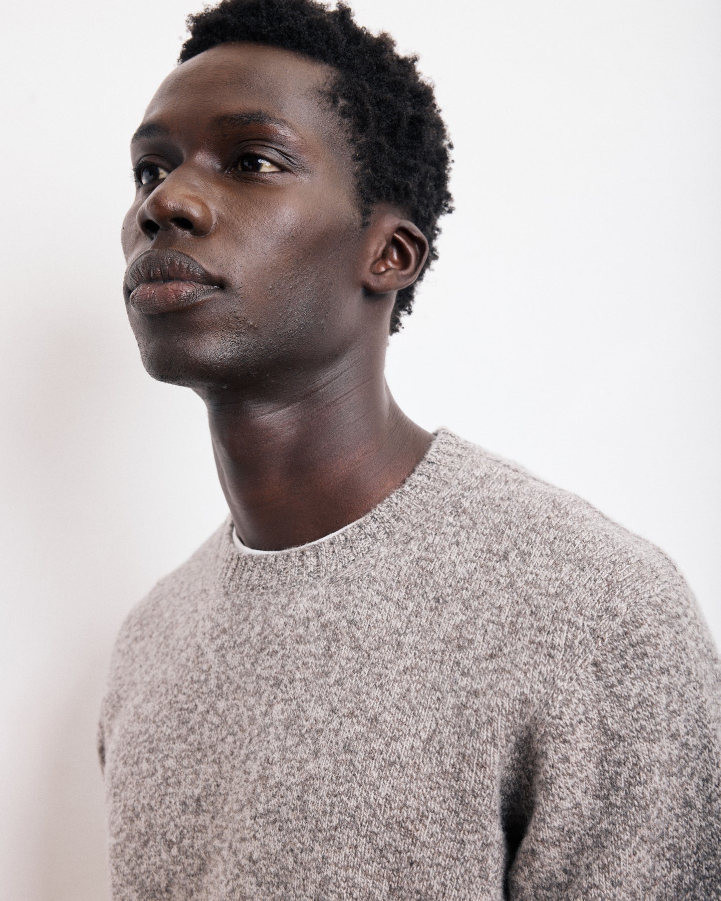 Pull Col Rond Homme en Laine Lambswool Gris