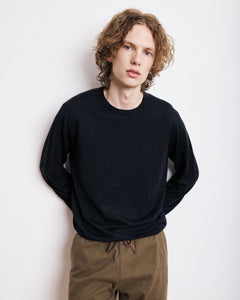 Pull Col Rond Homme en Fine Laine Mérinos Noir