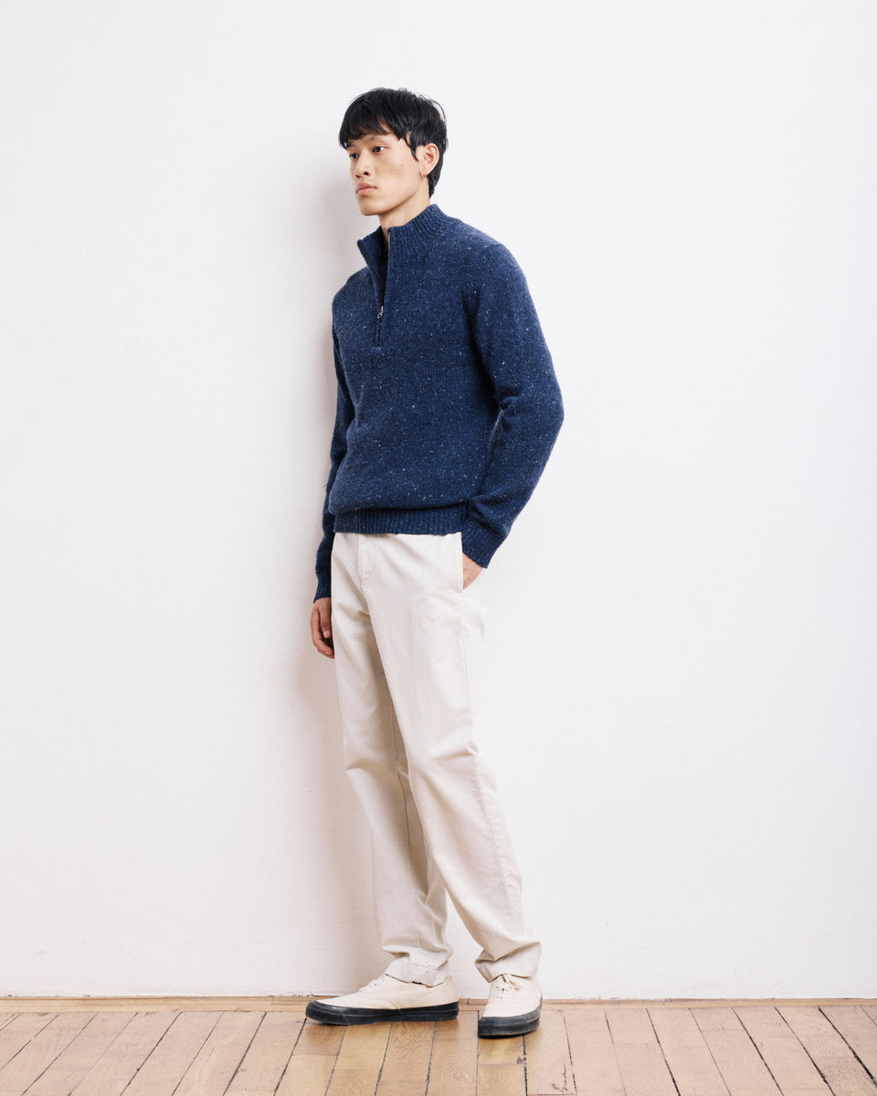 Men's Indigo Blue Wool & Alpaga Sweater - Image alternative