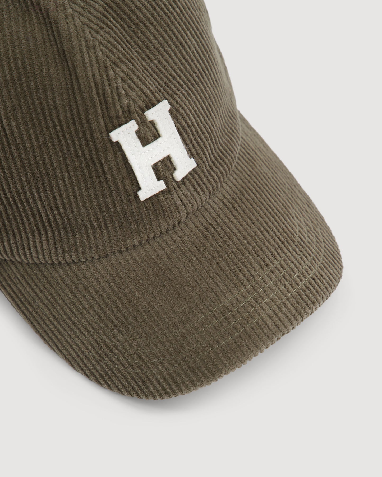 Casquette Homme en Velours Côtelé Vert olive Cap H