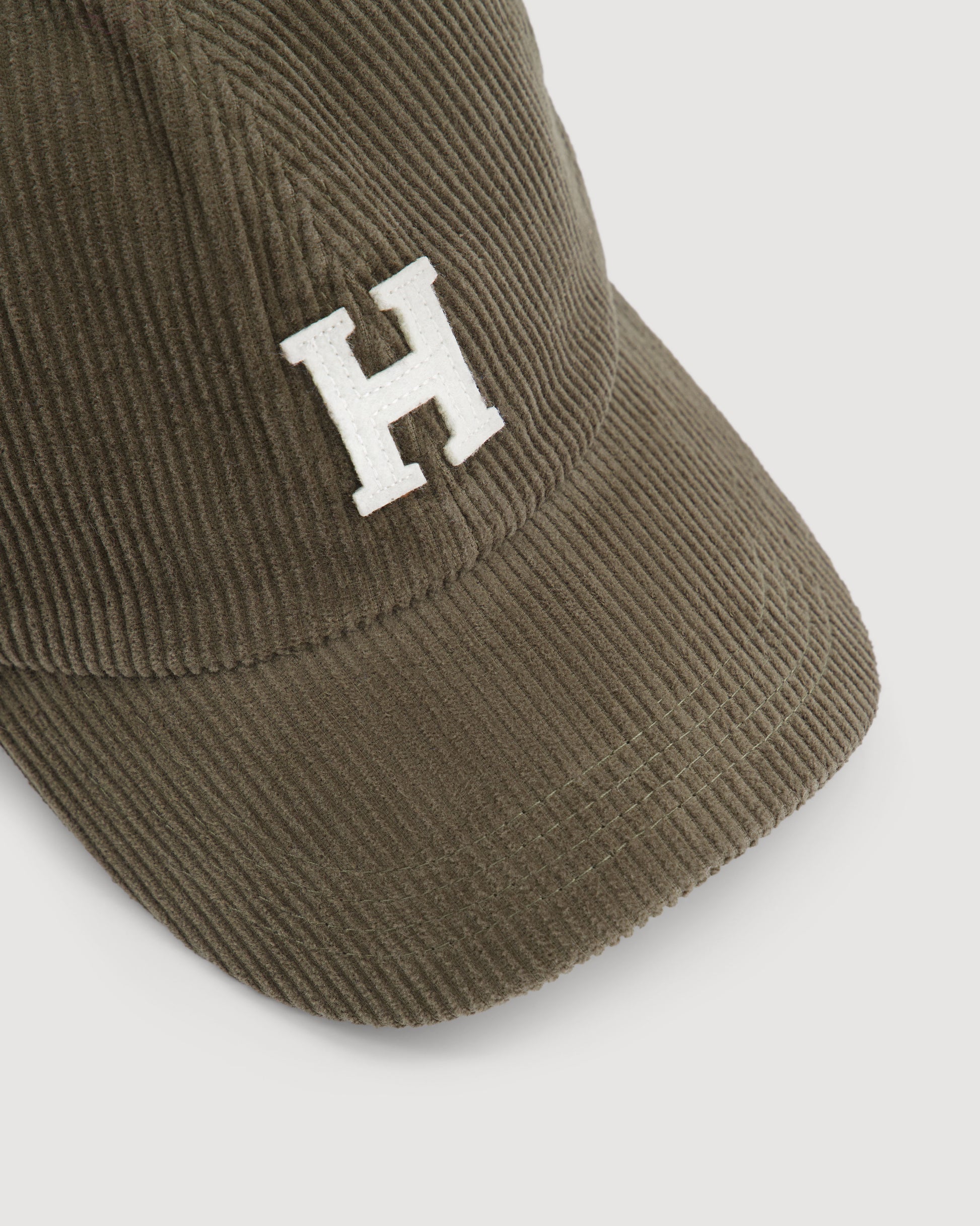 Casquette Homme en Velours Côtelé Vert olive Cap H