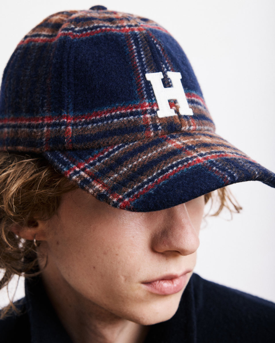 Casquette Homme en Laine à Carreaux Bleu Marine Cap H - Image alternative