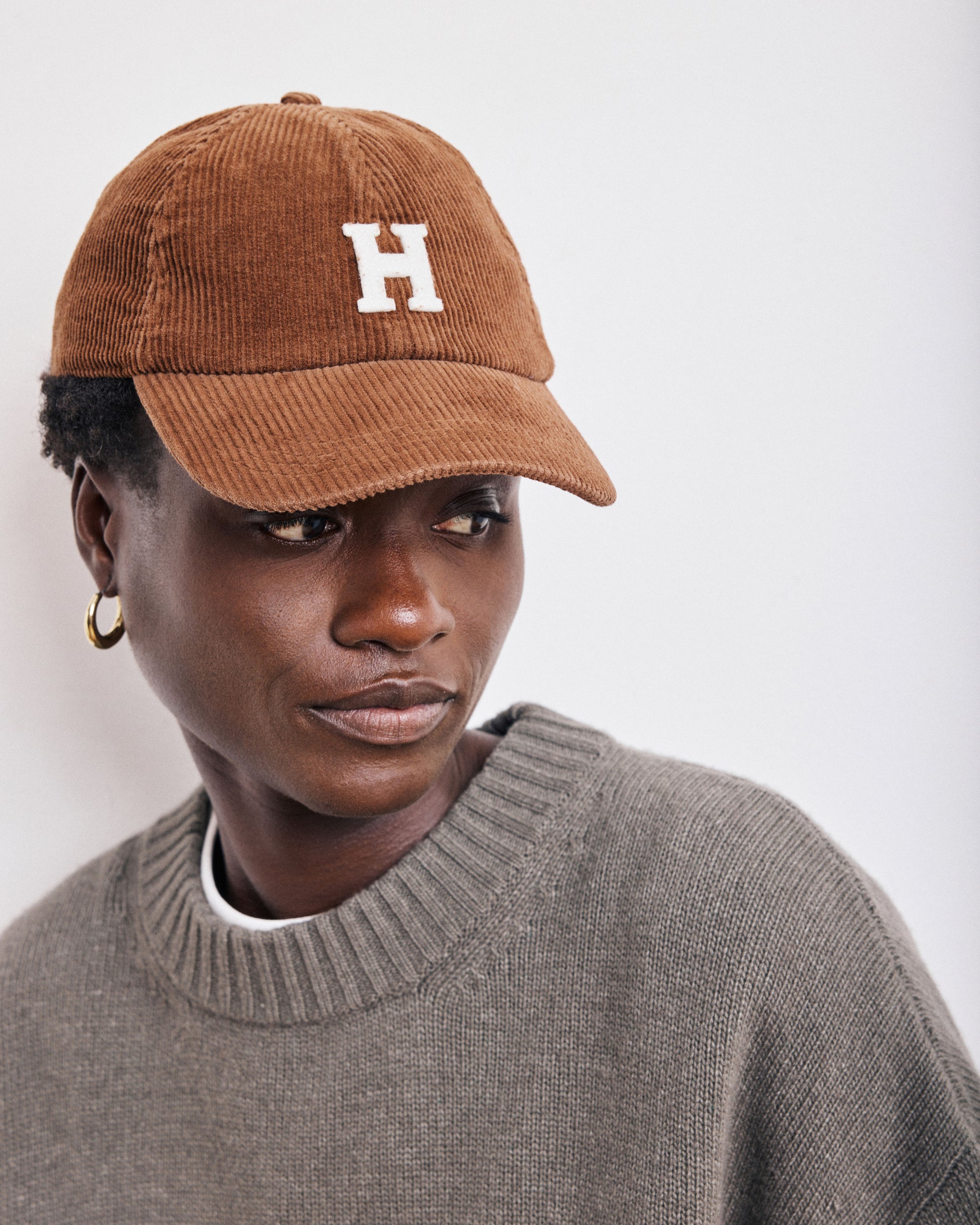 Casquette Femme en Velours Côtelé Caramel Cap H