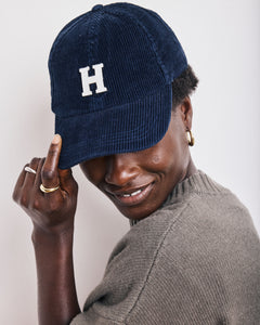 Casquette Femme en Velours Côtelé Bleu Marine Cap H