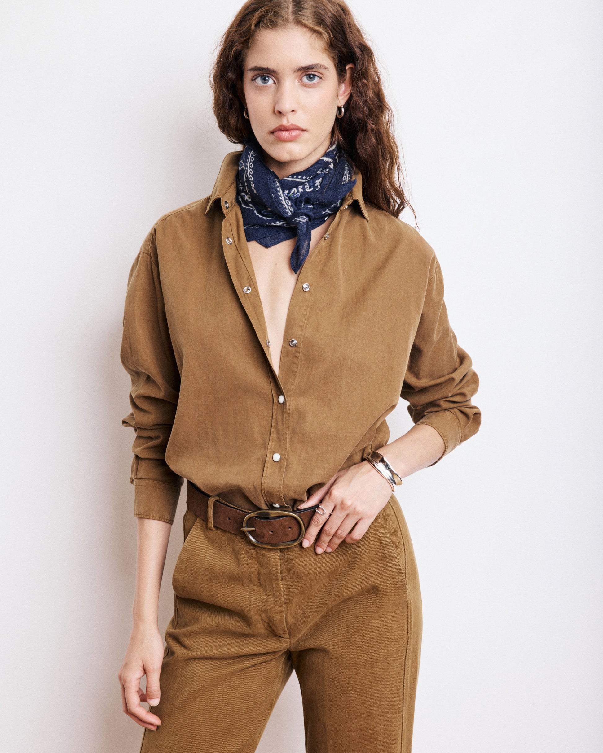 Ceinture Femme en Cuir Suédé Marron Angus BEAC701-01 Ceinture