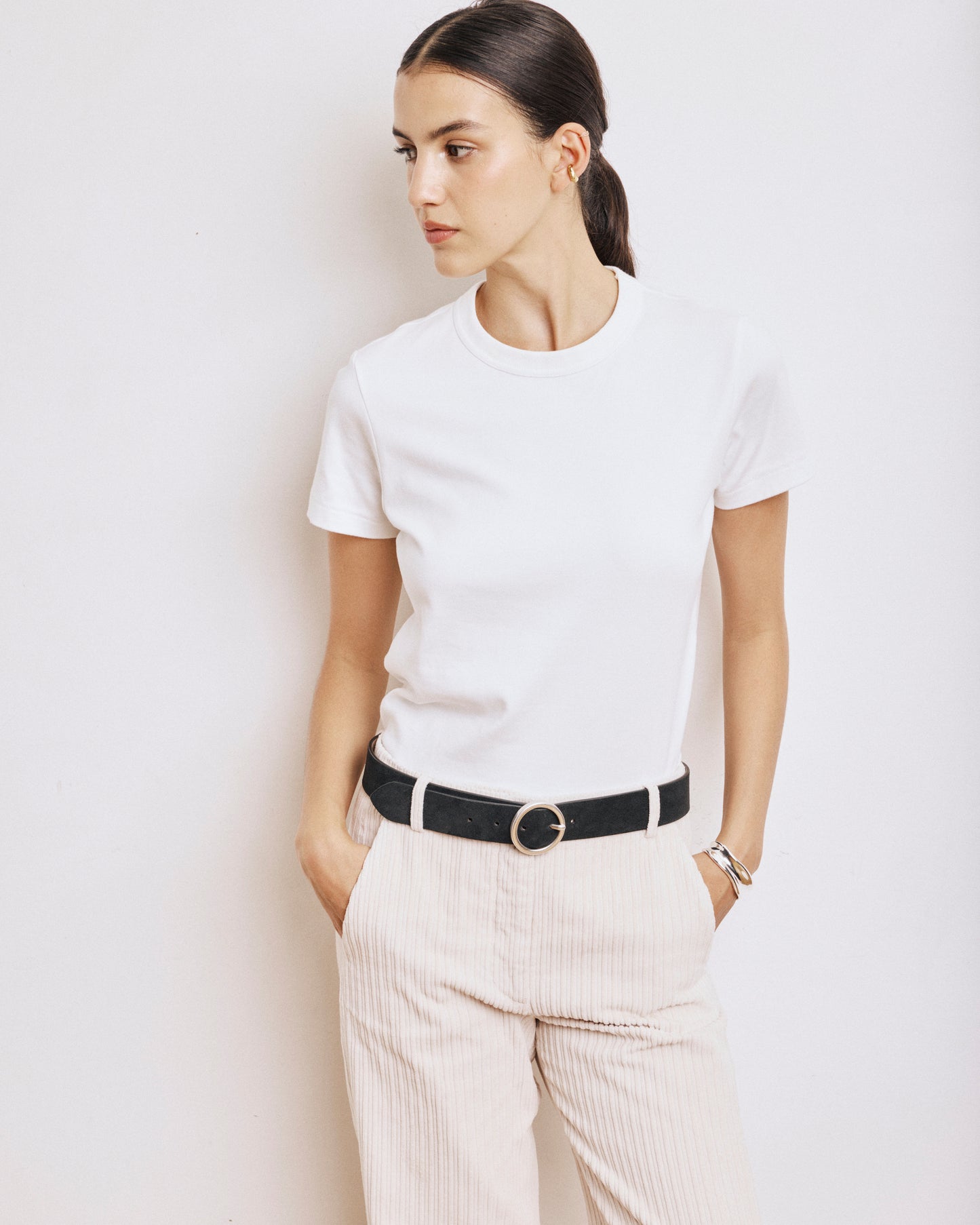 Aronde Women's Black Suede Leather Belt
