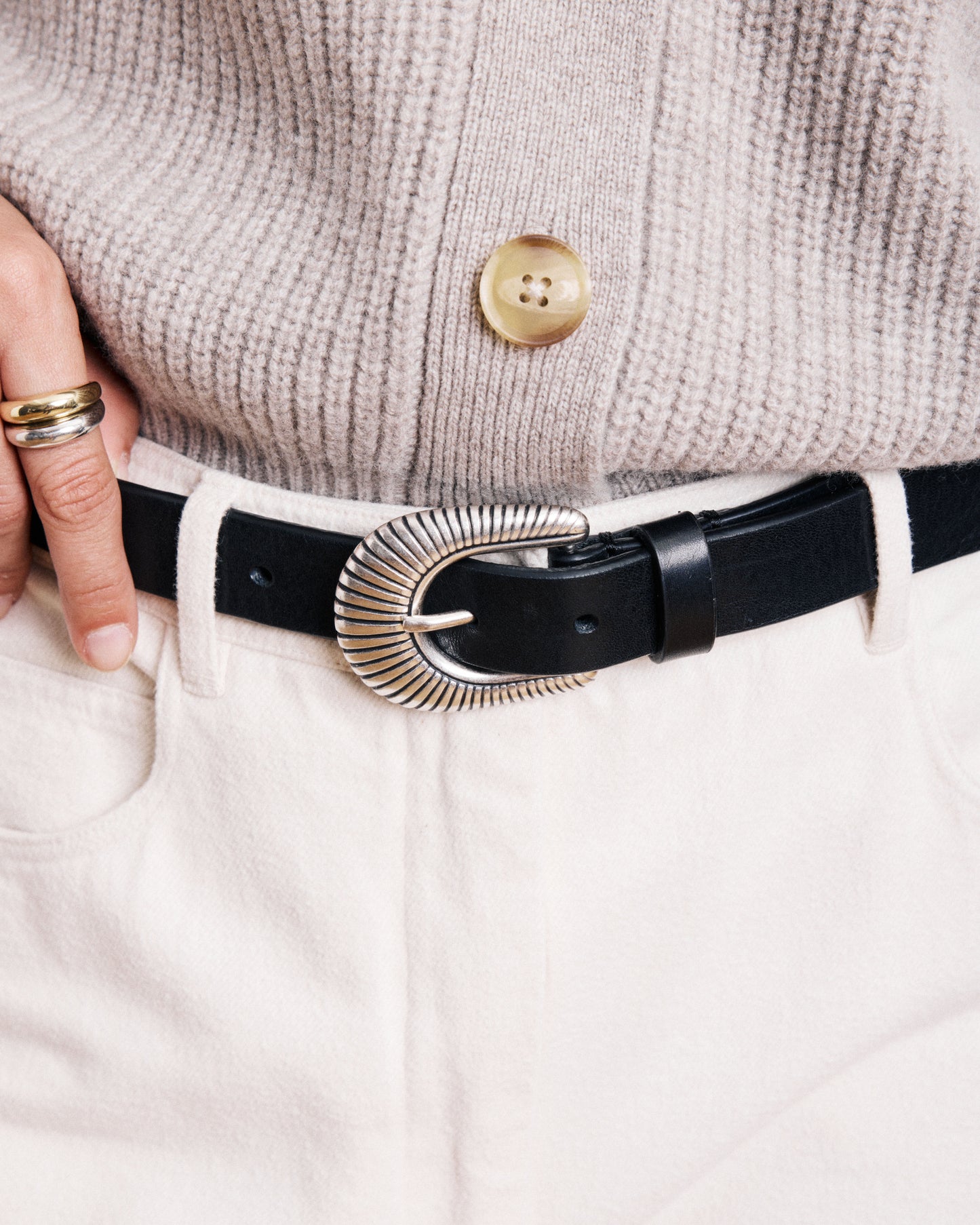 Ceinture Femme en Cuir Noir Alabama
