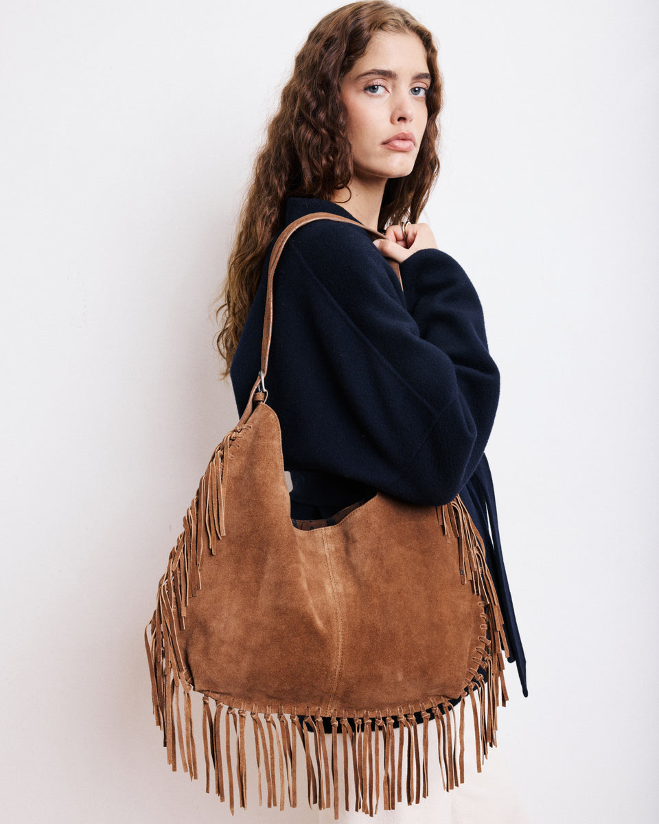 Aretha Women's Brown Suede Leather Bag - Image principale