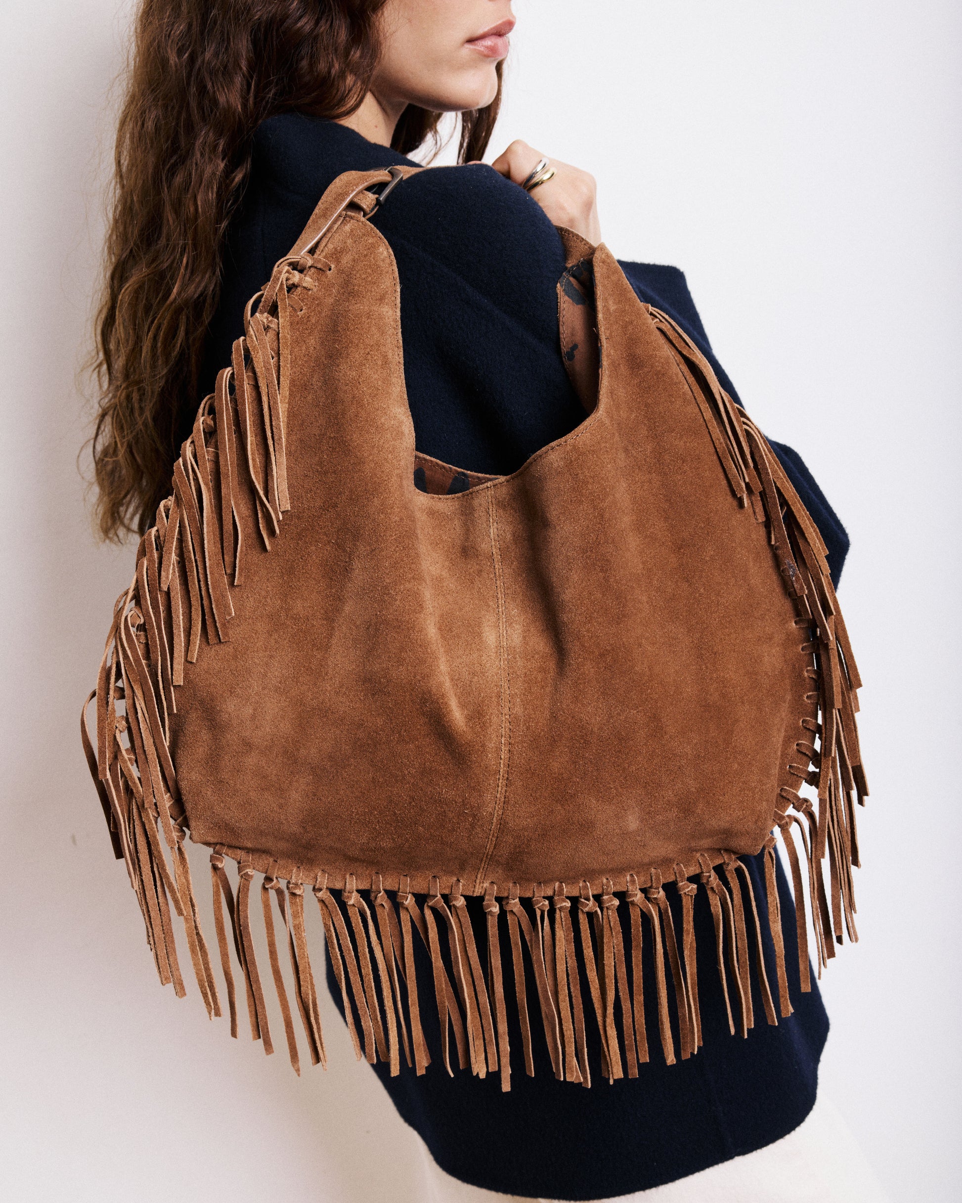 Sac Femme en Cuir Suédé Marron Aretha Bag