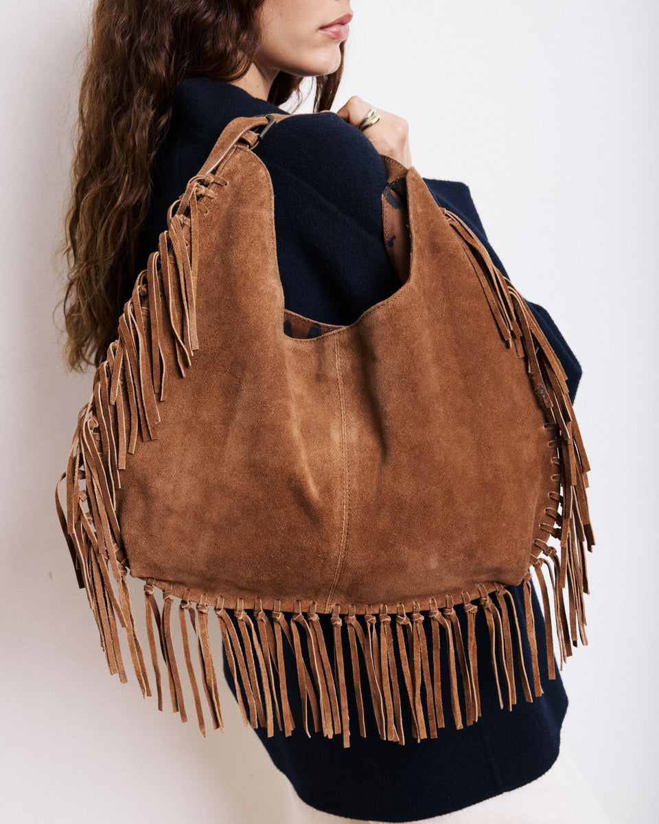 Aretha Women's Brown Suede Leather Bag - Image alternative