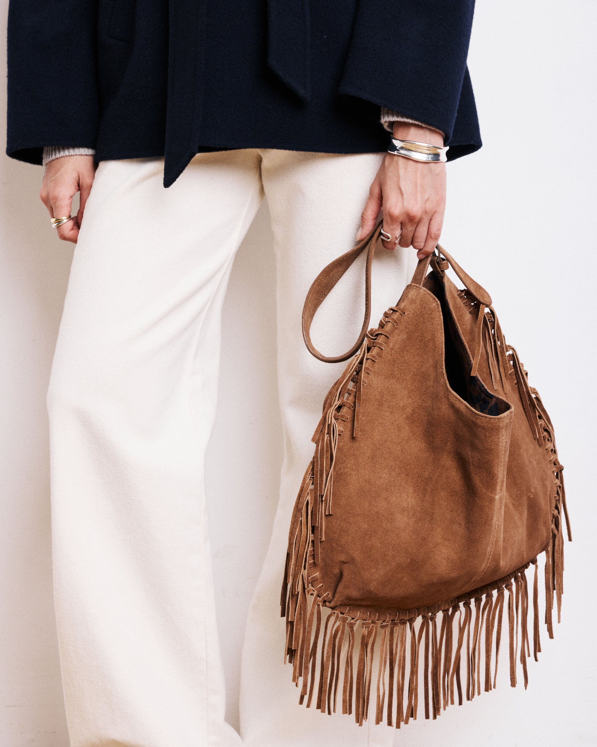 Sac Femme en Cuir Suédé Marron Aretha Bag