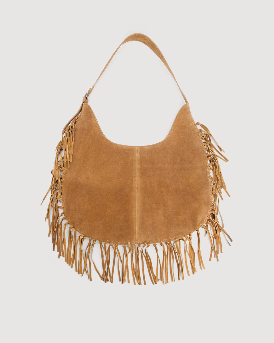 Aretha Women's Brown Suede Leather Bag - Image 3