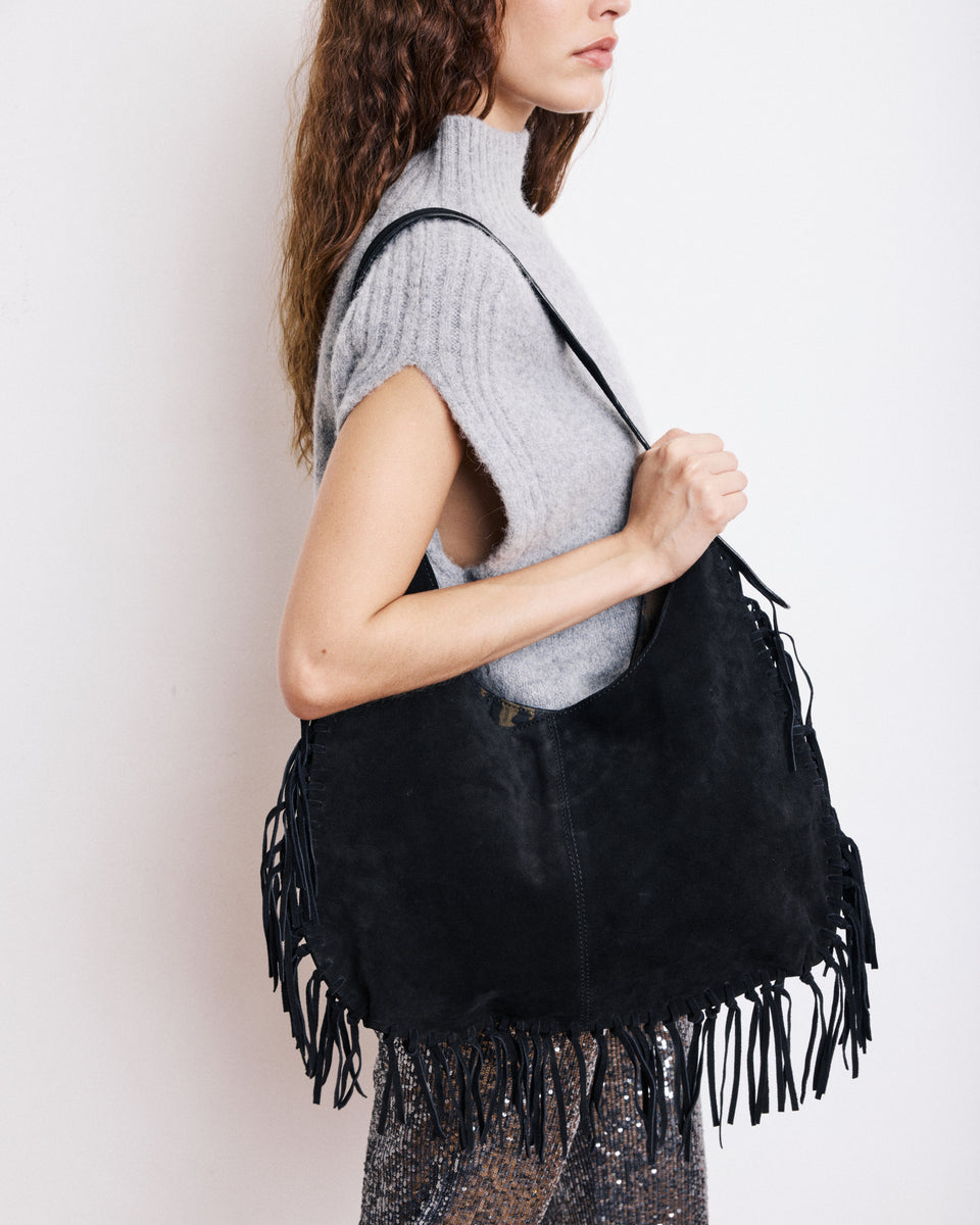 Aretha Women's Black Suede Leather Bag - Image alternative