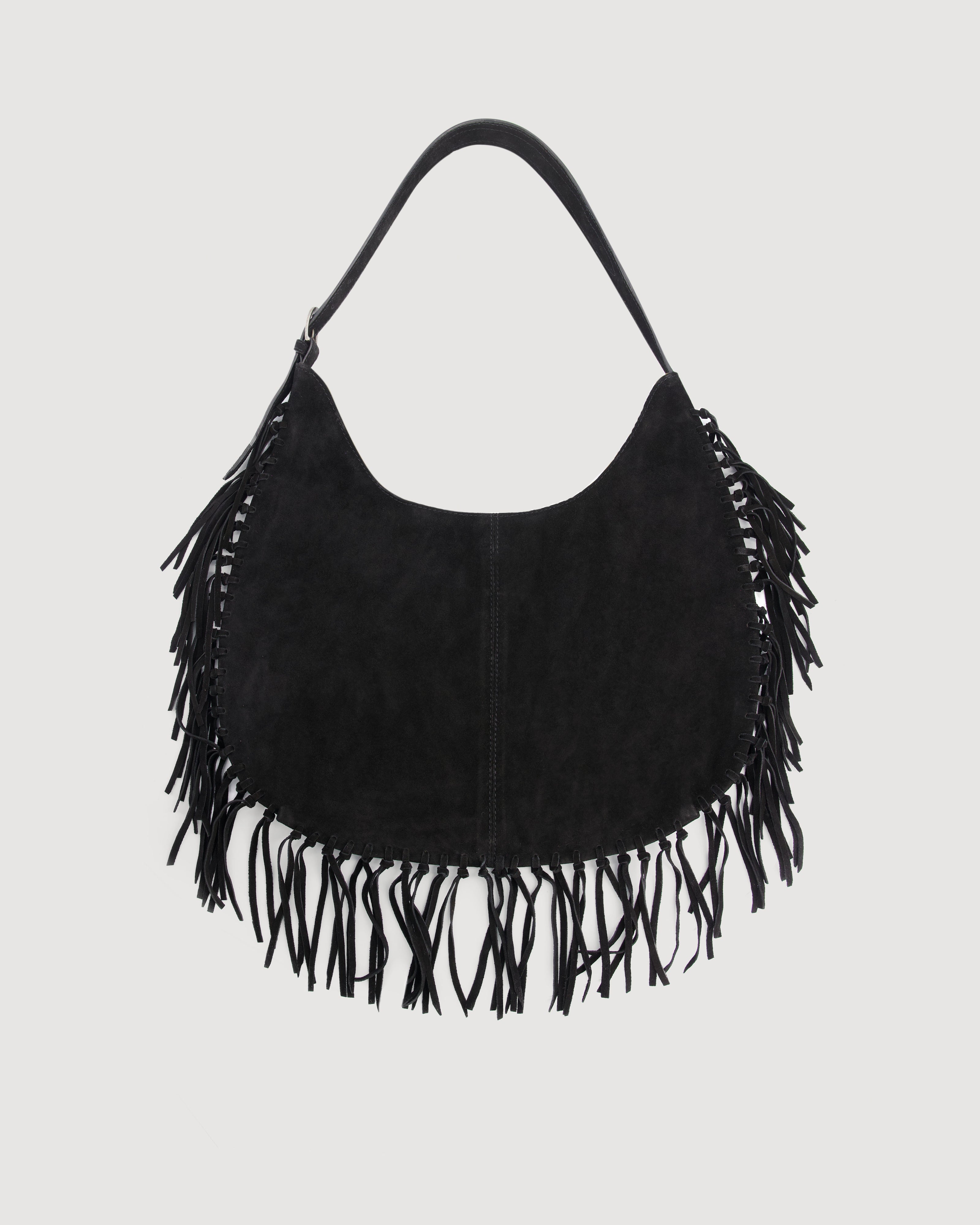 Sac Femme en Cuir Suédé Noir Aretha Bag