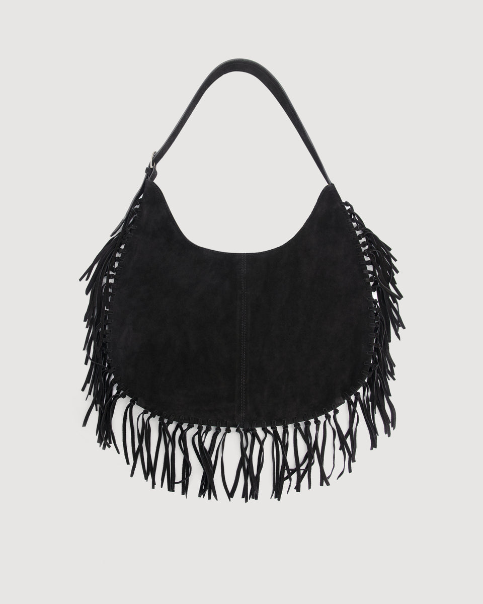 Aretha Women's Black Suede Leather Bag - Image 3