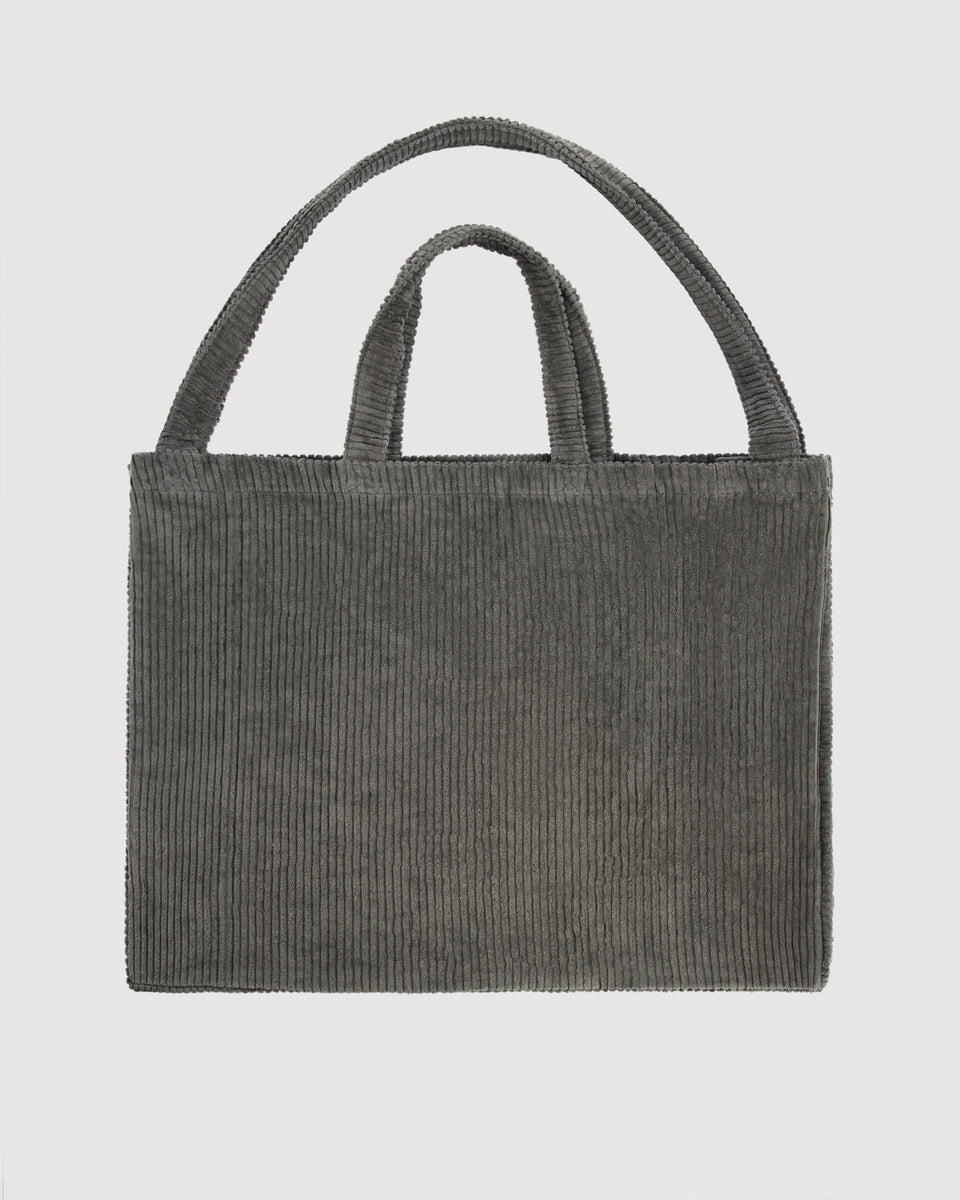 Sac Femme en Velours Côtelé Gris Anthracite Large Bag - Image 3
