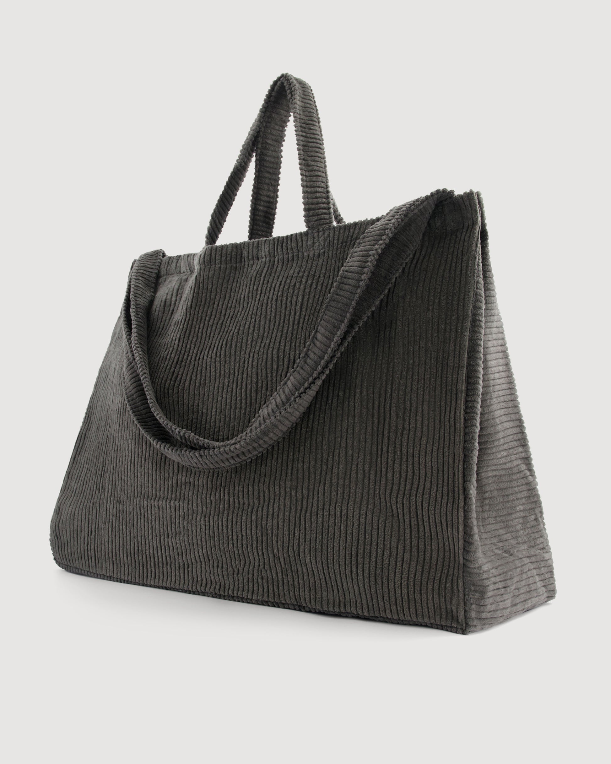Sac Femme en Velours Côtelé Gris Anthracite Large Bag