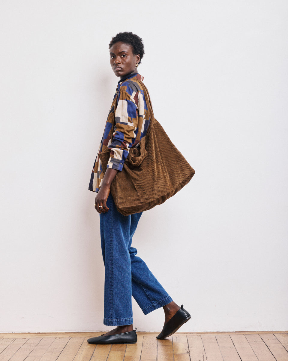 Large Bag Women's Mocha Corduroy Bag - Image alternative