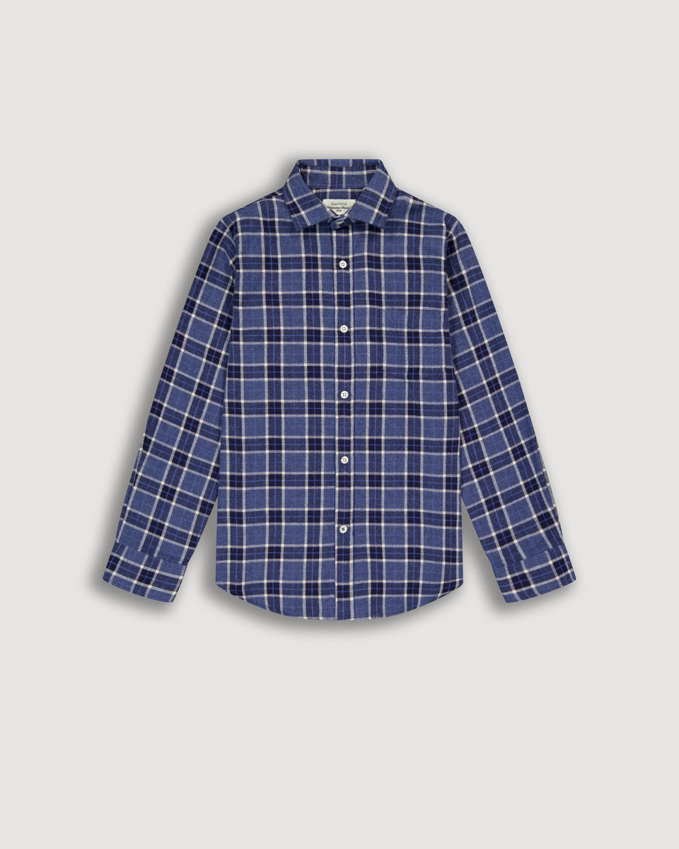 Paul Boys' Blue Brushed Cotton Shirt - Image principale