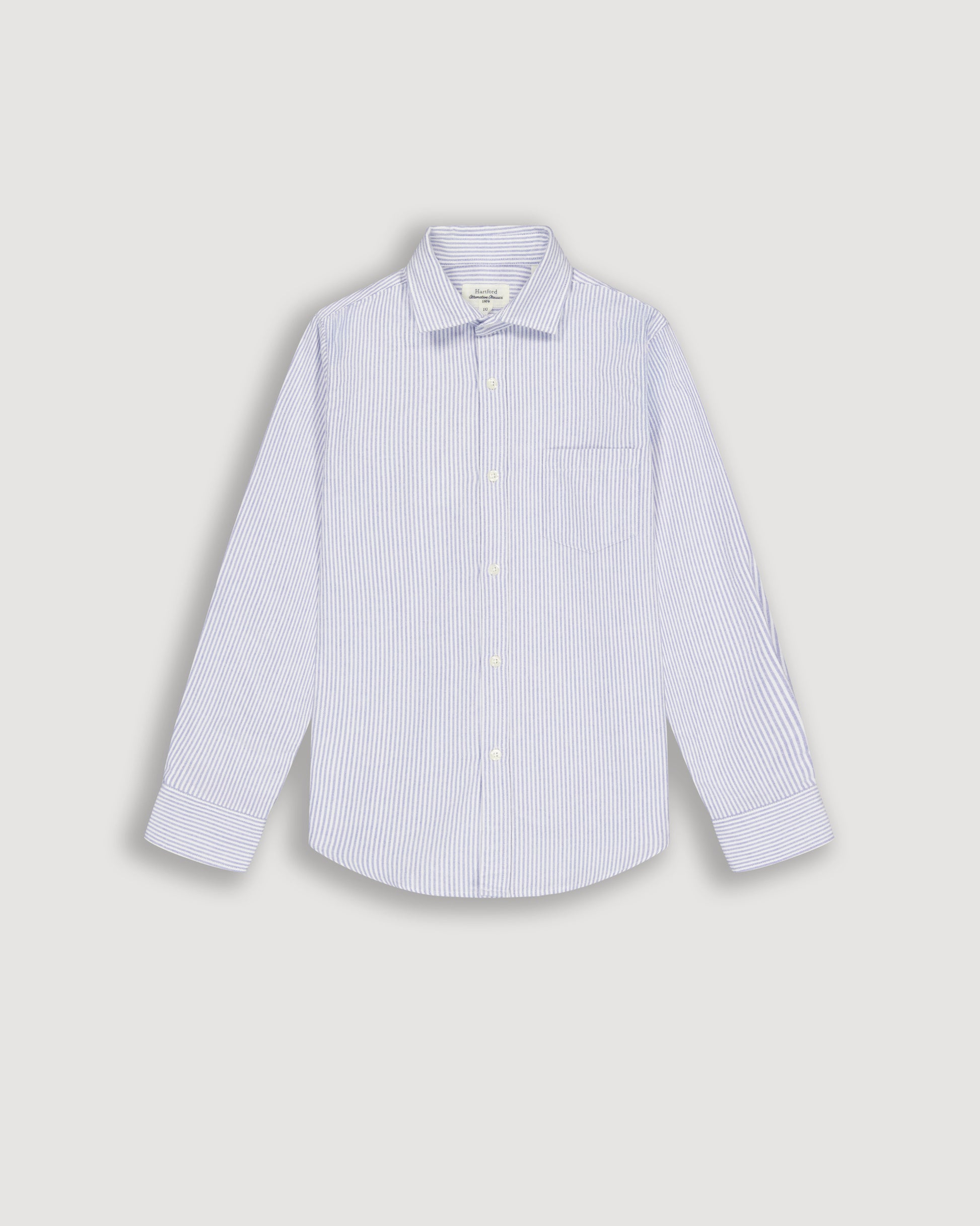Chemise Garçon en Oxford Brossé à Rayures Bleu Pitt
