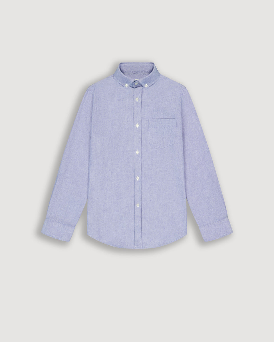 Pitt Boys' Blue Brushed Oxford Shirt - Image principale