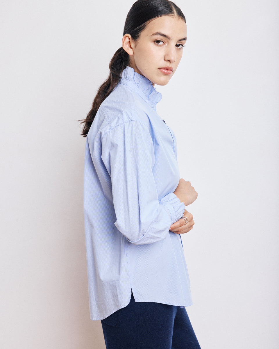 Chana Women's Blue Striped Cotton Poplin Shirt - Image alternative