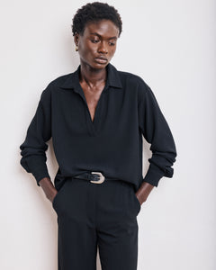 Blouse Femme en Crêpe Noir Chorus