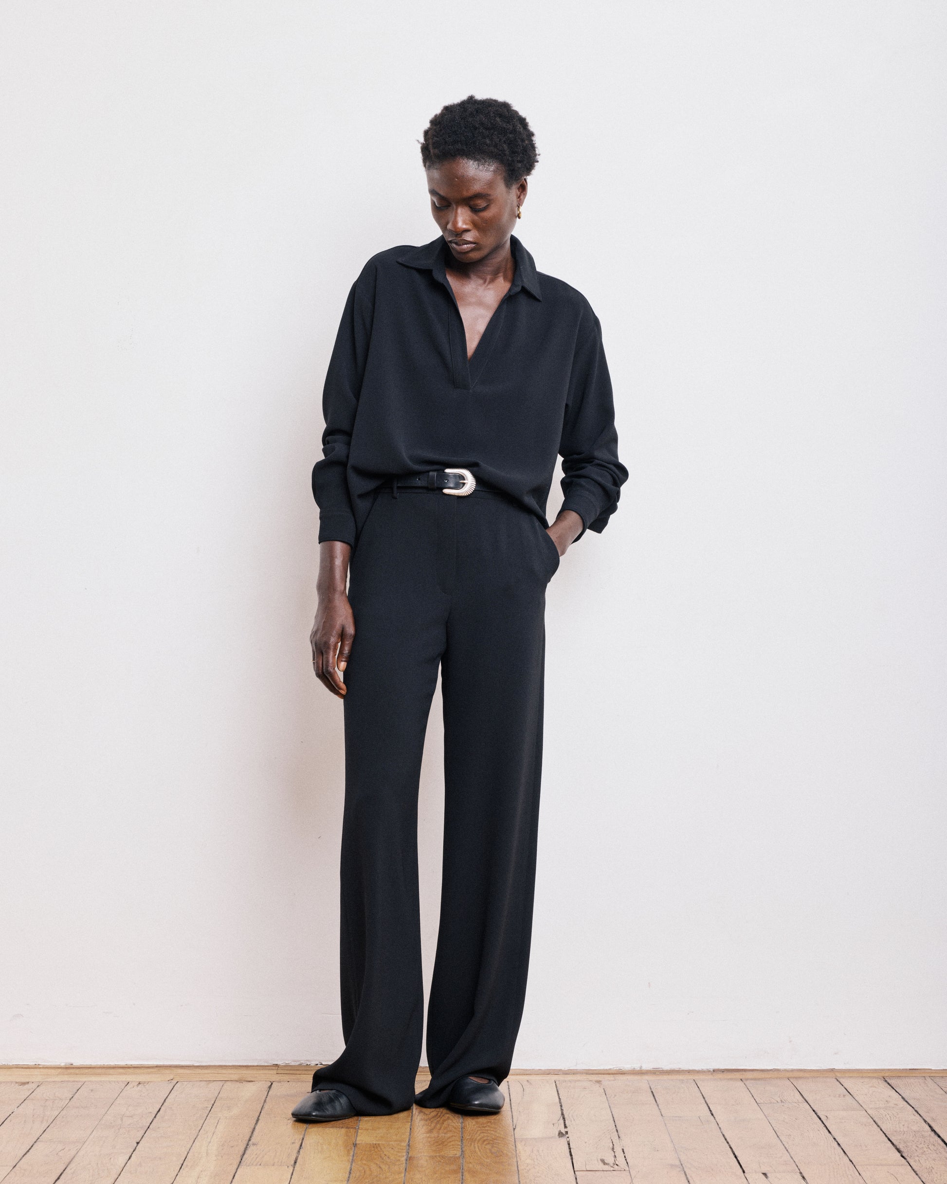 Blouse Femme en Crêpe Noir Chorus