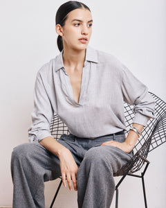 Blouse Femme en Laine & Viscose Gris Chiné Chorus