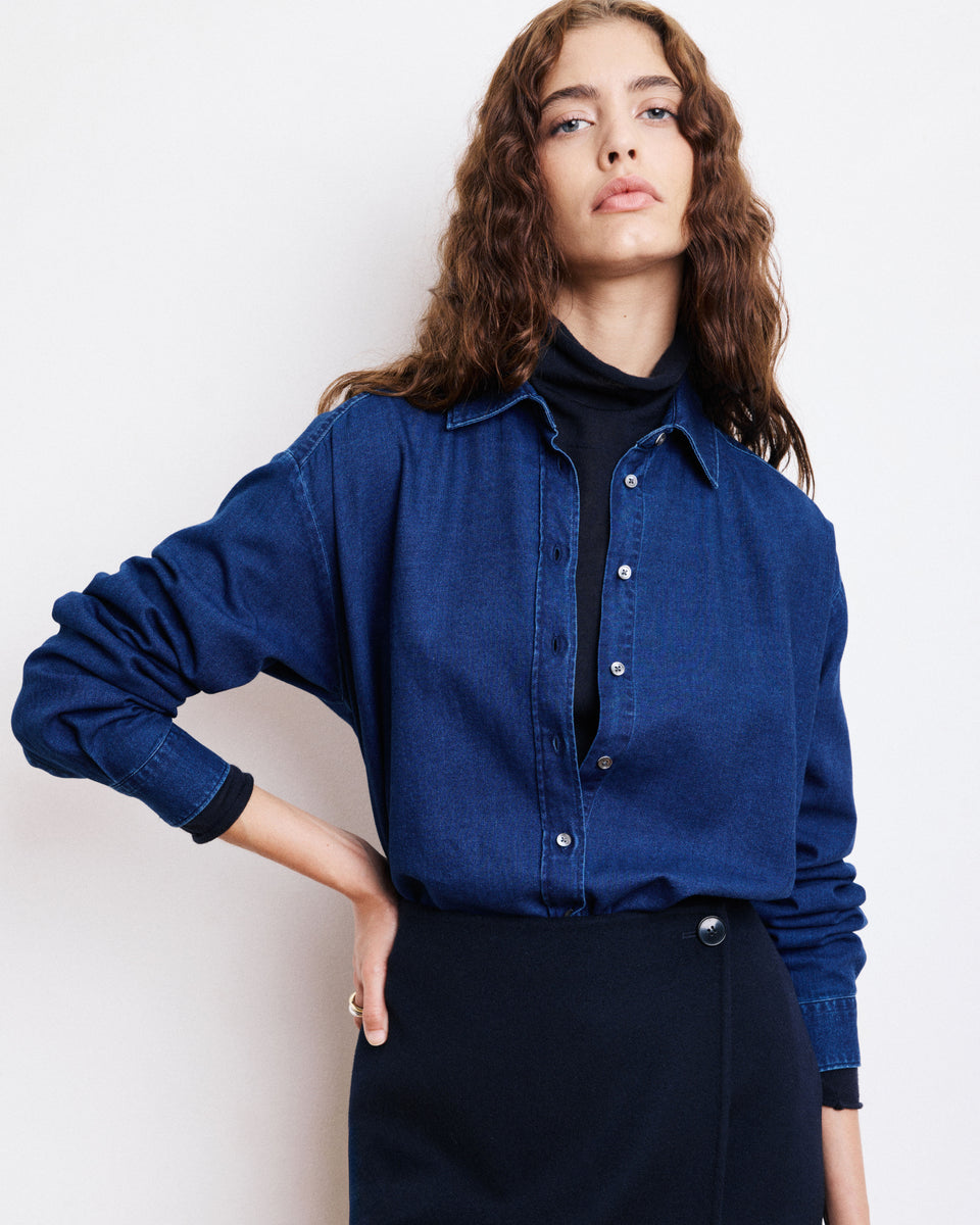 Cinema Women's Indigo Blue Cotton Shirt - Image principale