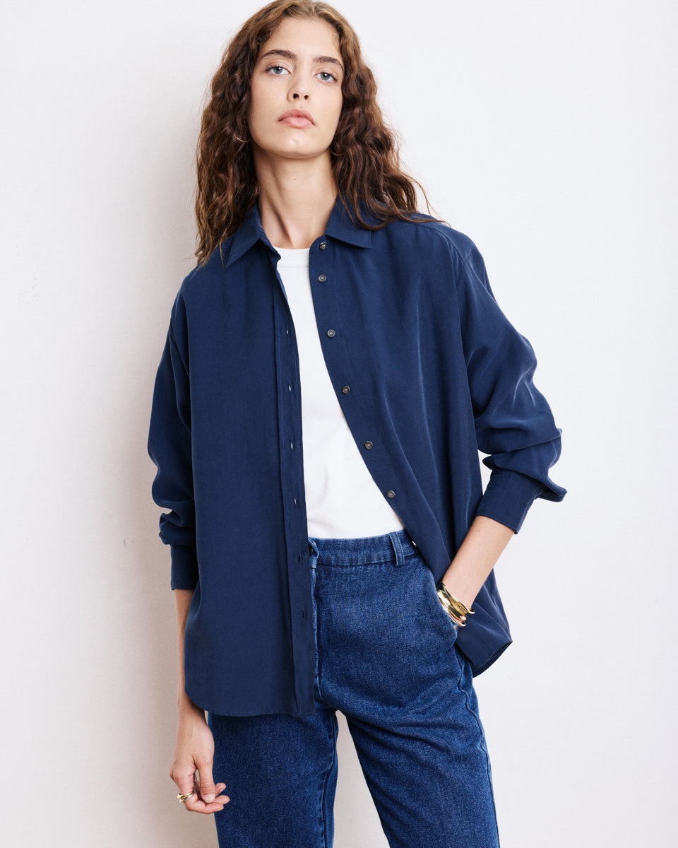 Cinema Women's Navy Blue Modal Shirt - Image principale
