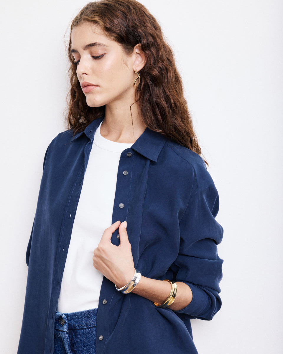 Chemise Femme en Modal Bleu Marine Cinema - Image 3