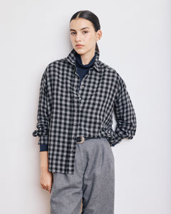 Chemise Femme en Laine & Viscose Noir & Gris Cinema