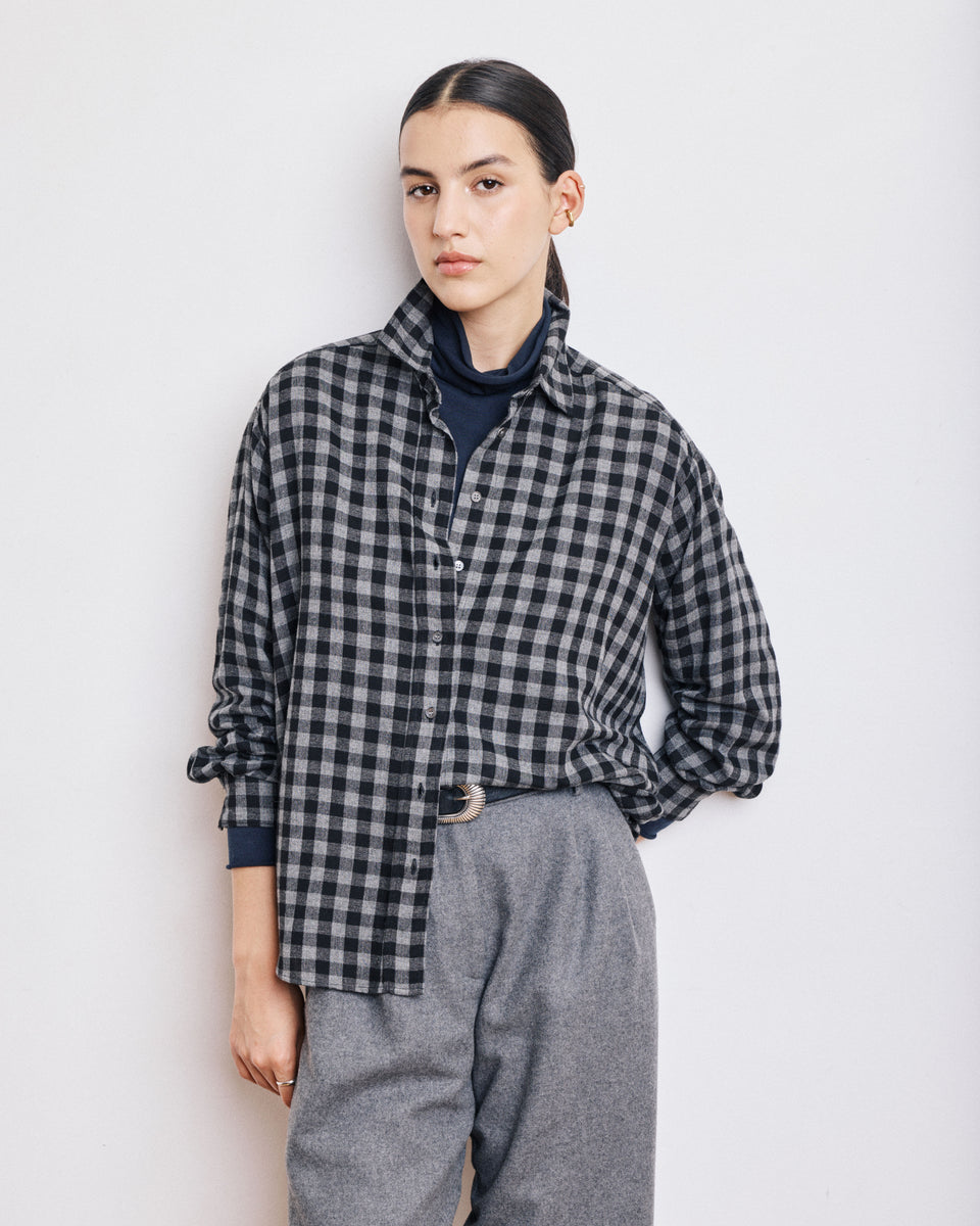 Chemise Femme en Laine & Viscose Noir & Gris Cinema - Image principale