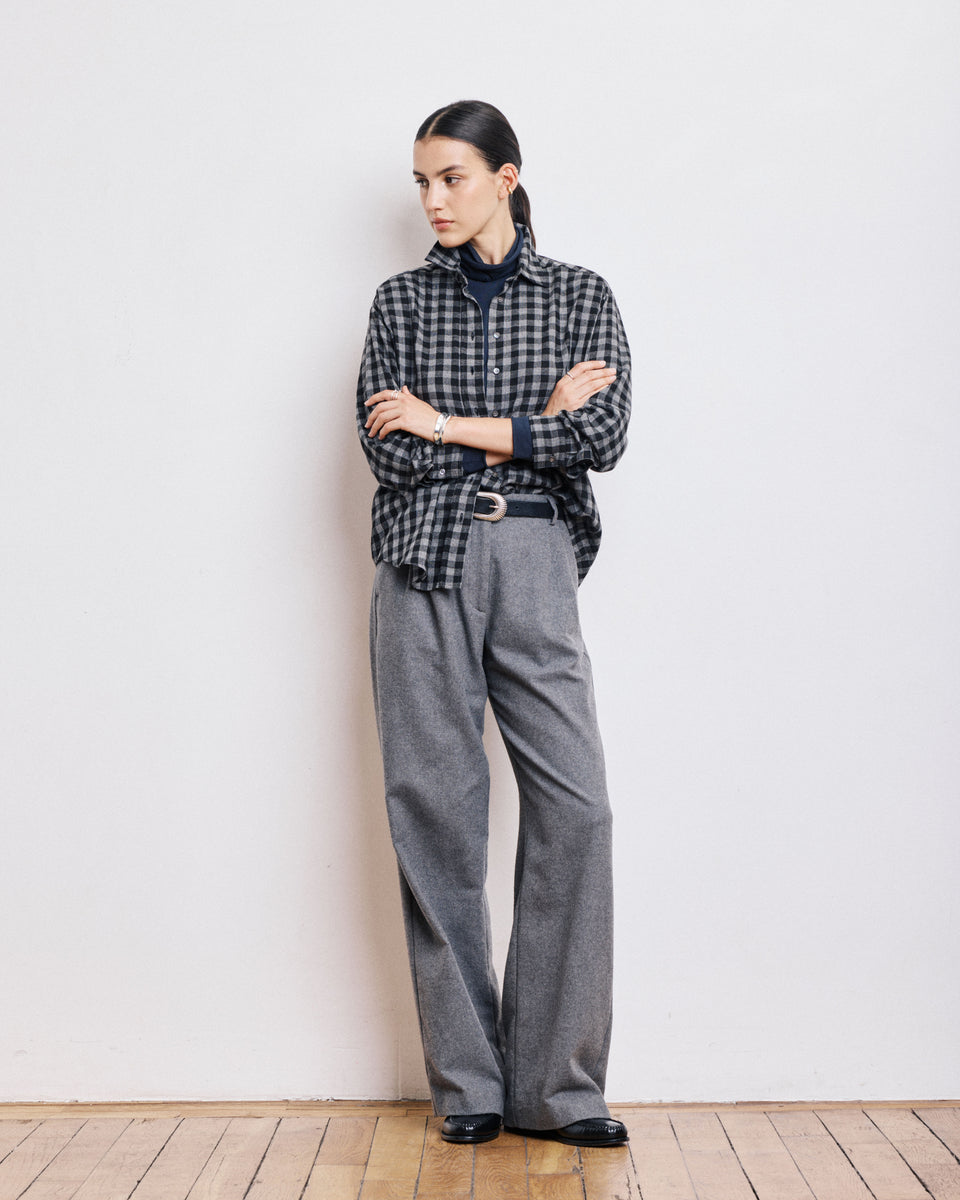 Cinema Women's Black & Grey Wool & Viscose Shirt - Image alternative