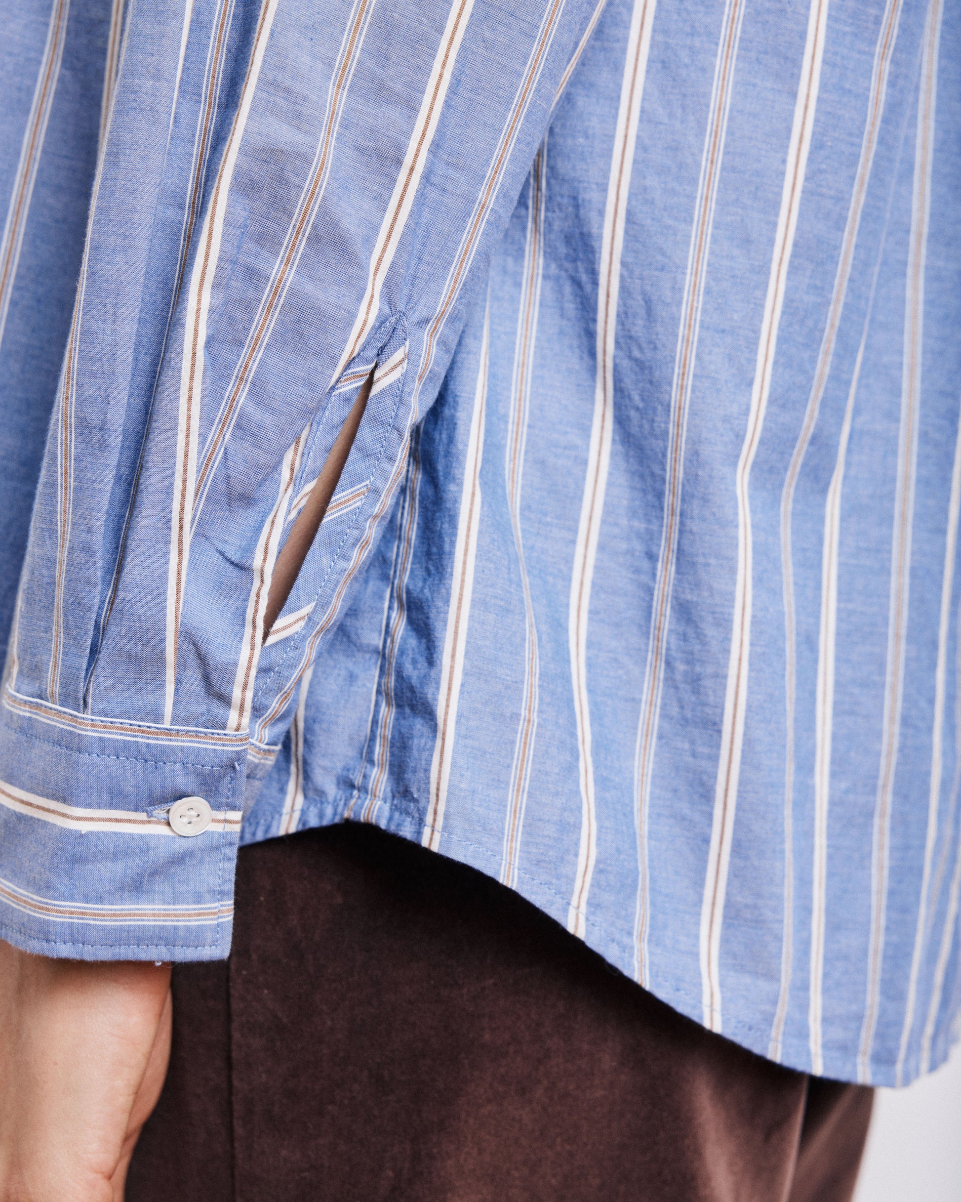 Chemise Femme en Popeline de Coton à Rayures Bleues Cinema