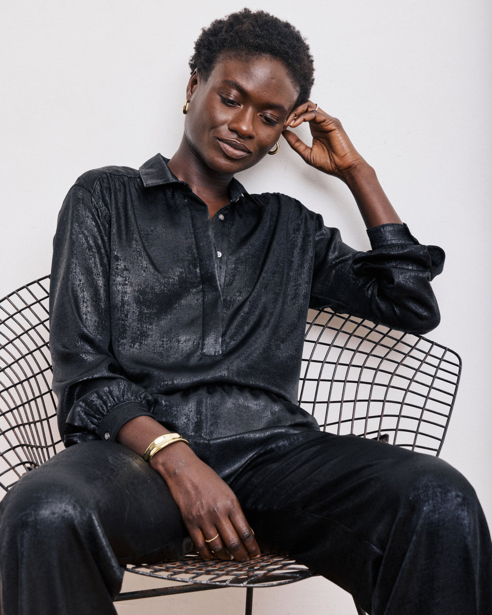 Clarisse Women's Black Lamé Shirt - Image principale