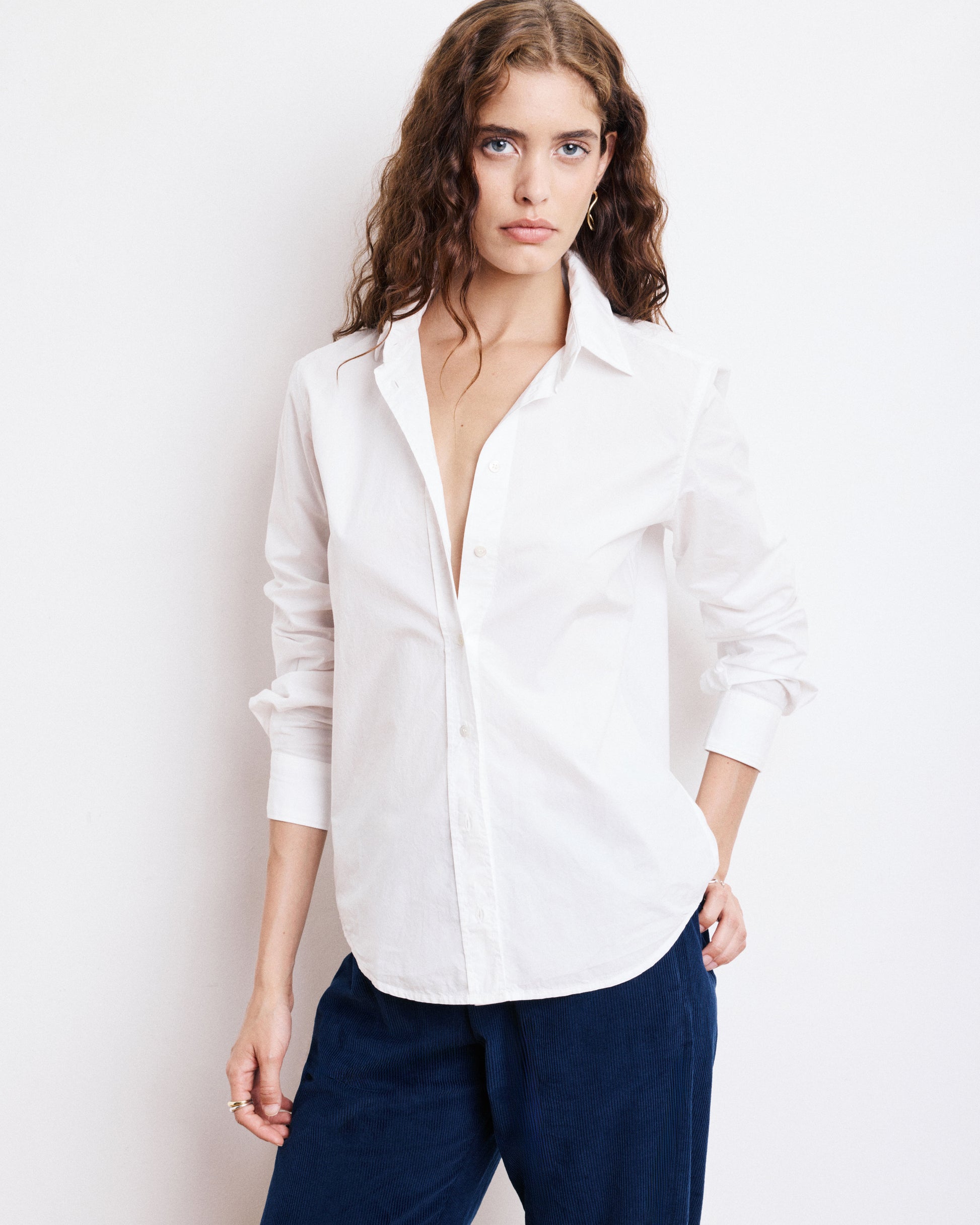 Chemise Femme en Popeline de Coton Blanche Coraz