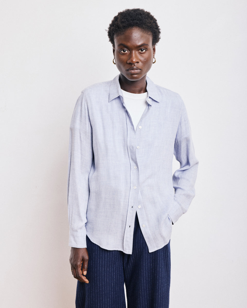 Chemise Femme en Laine & Viscose Bleu Chiné Coraz - Image alternative