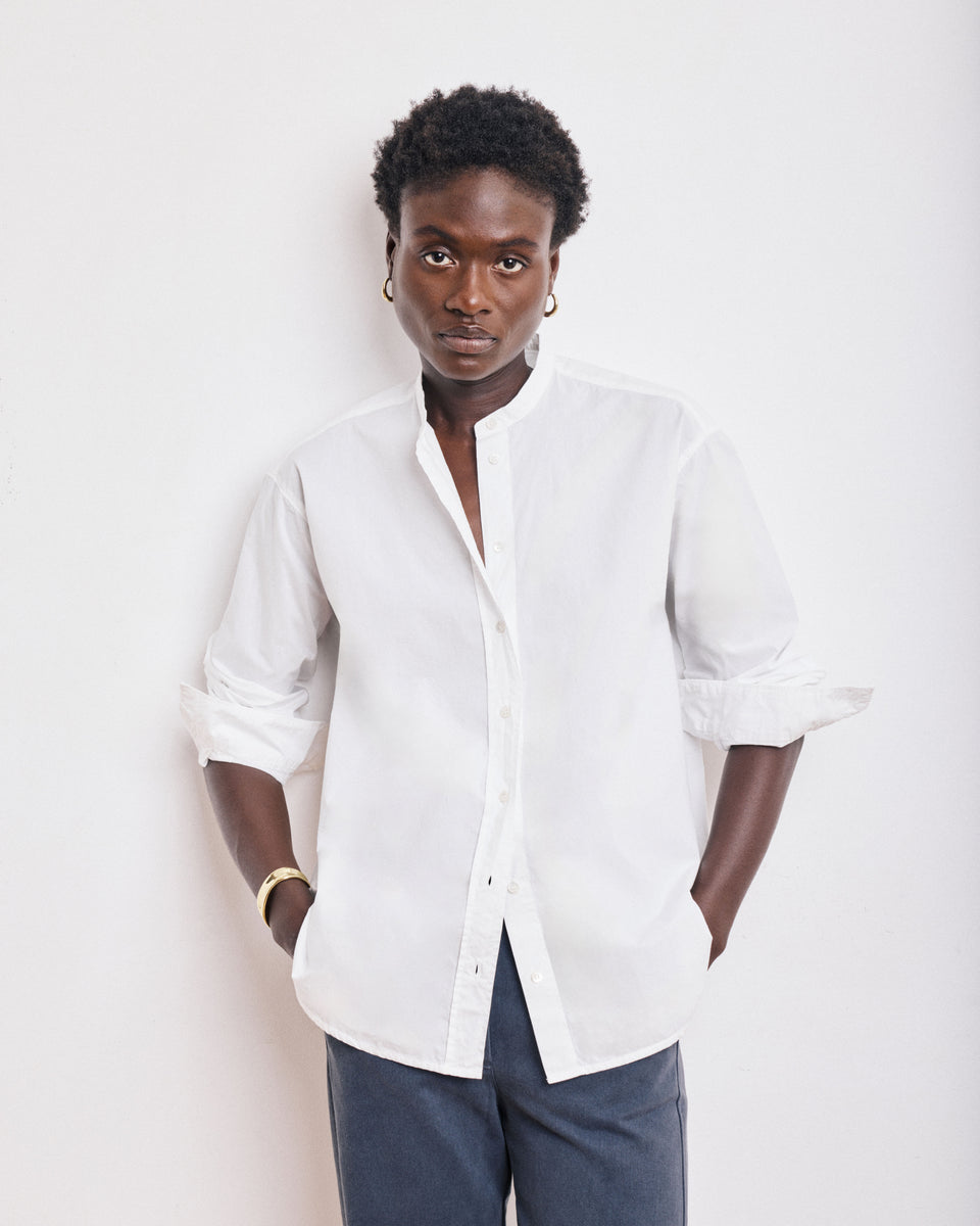 Cristal Women's White Cotton Poplin Shirt - Image principale
