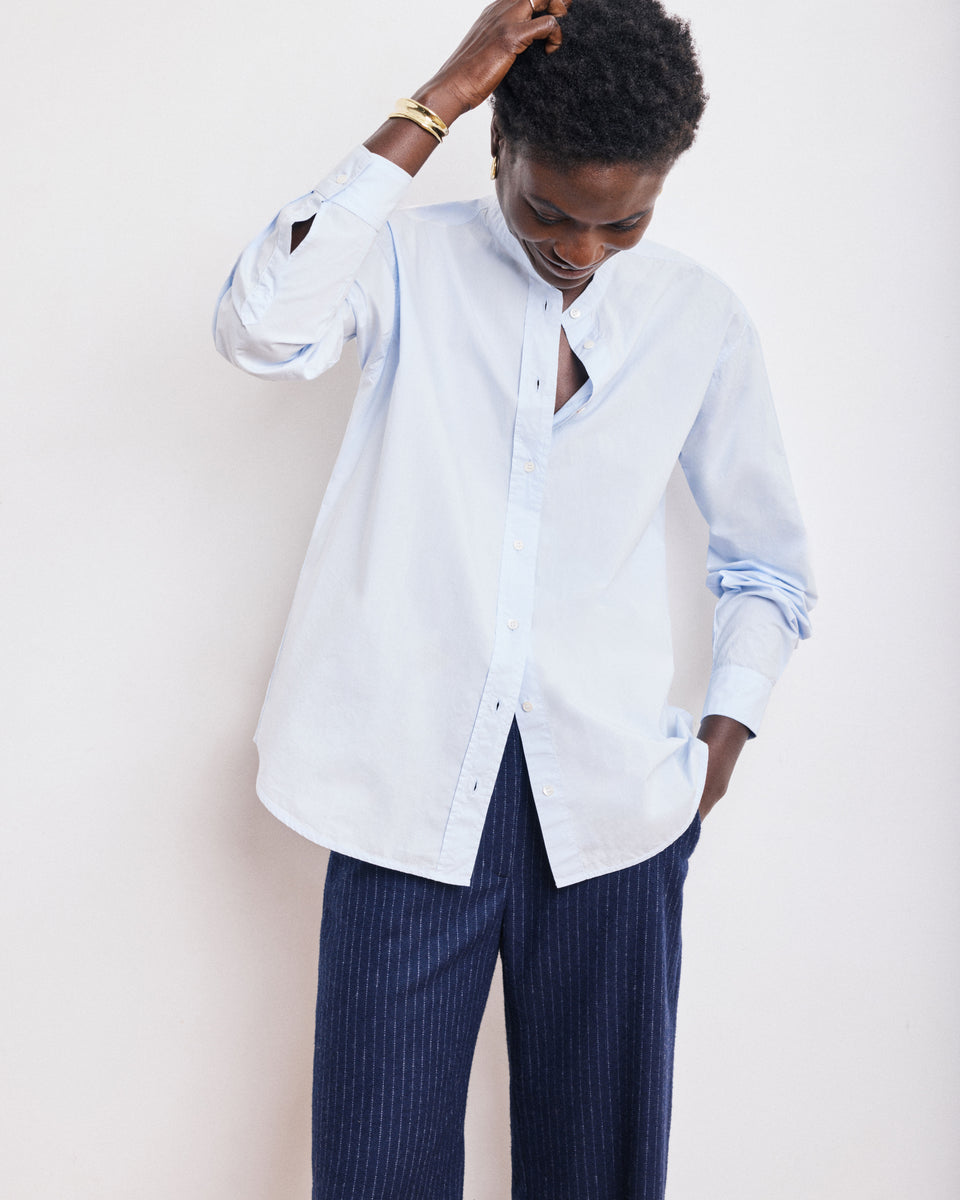 Cristal Women's Sky Blue Cotton Poplin Shirt - Image alternative