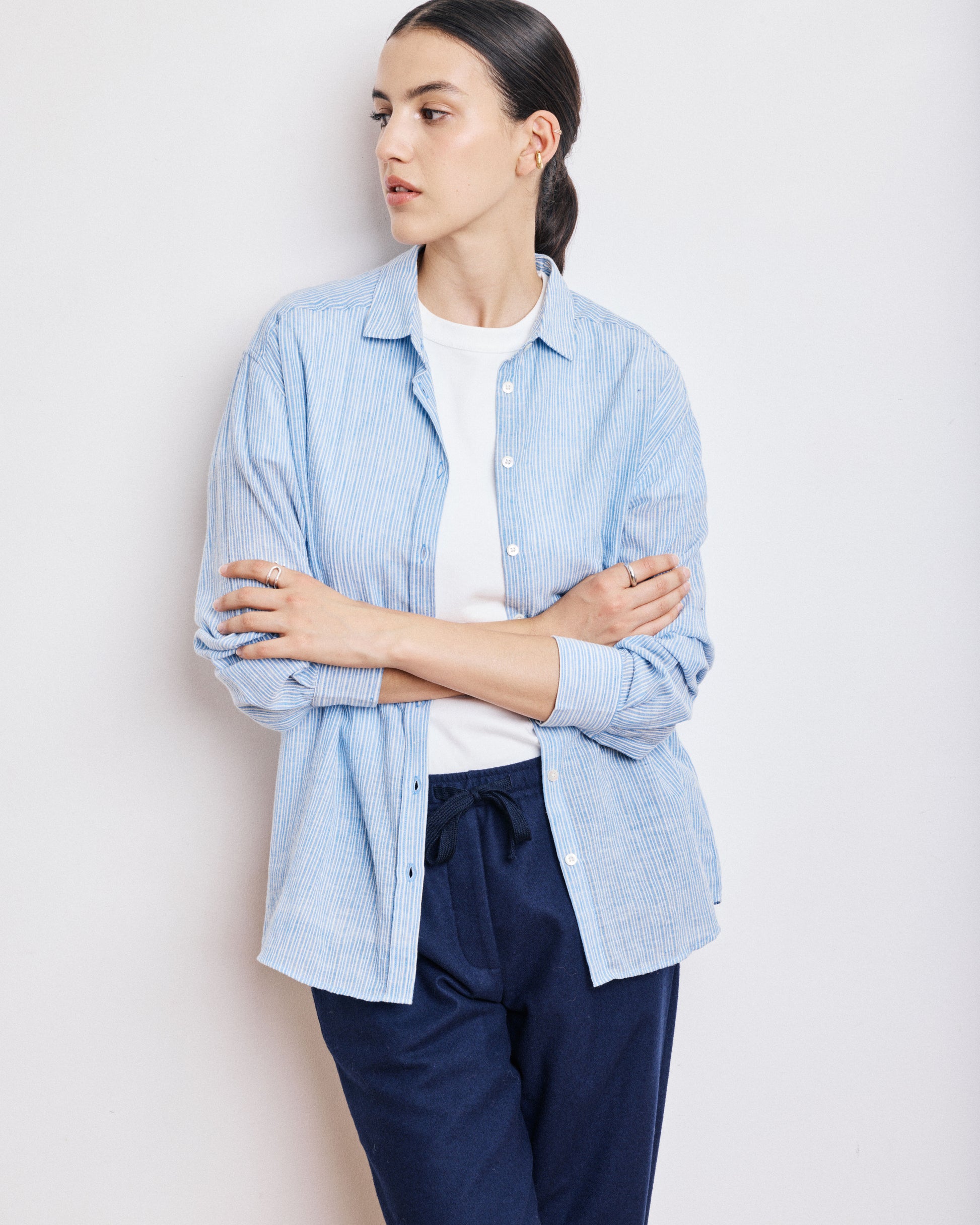 Chemise Femme en Voile de Coton Bleu Casey