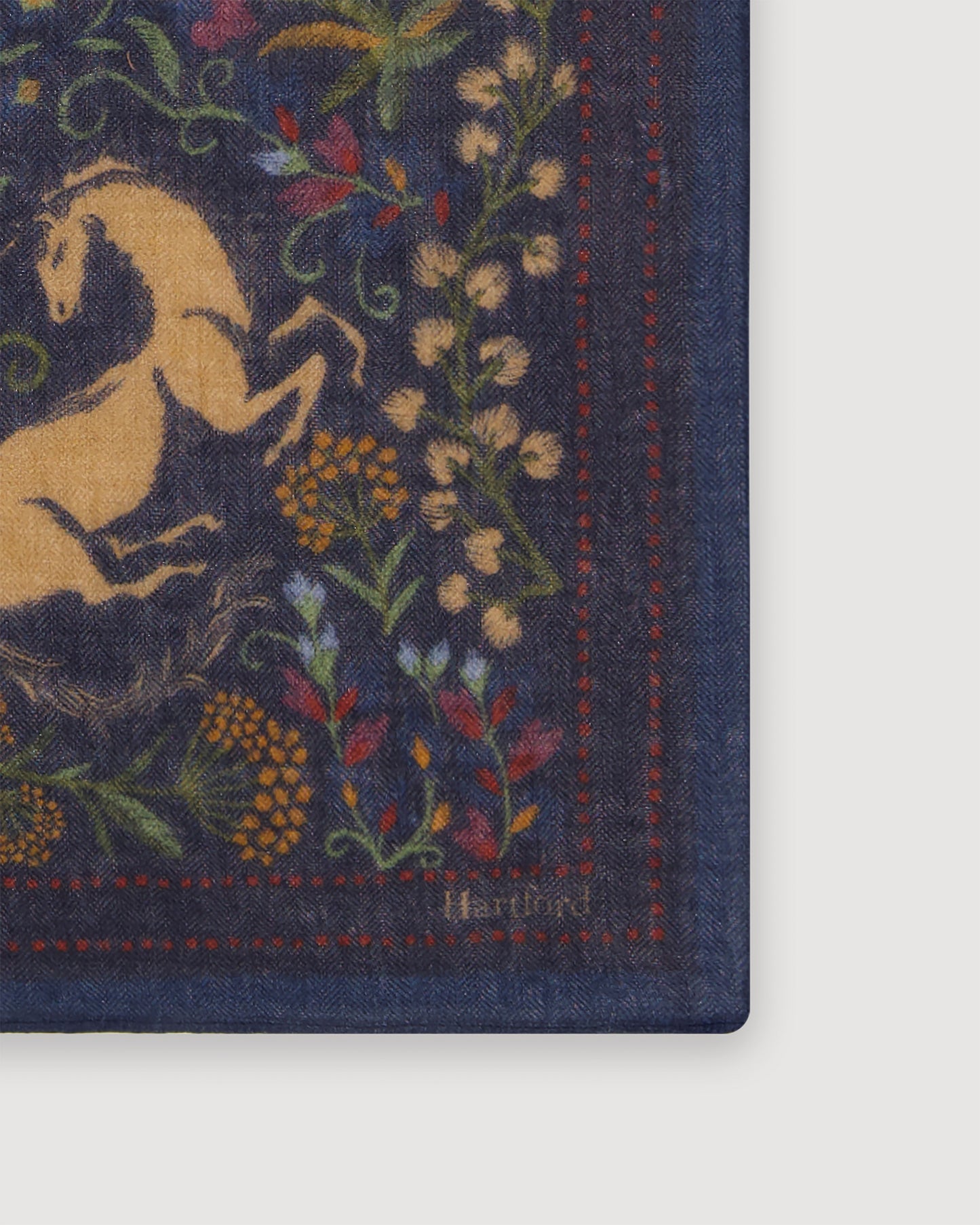 Echarpe Homme en Laine à Chevrons Imprimée Bleu Indigo