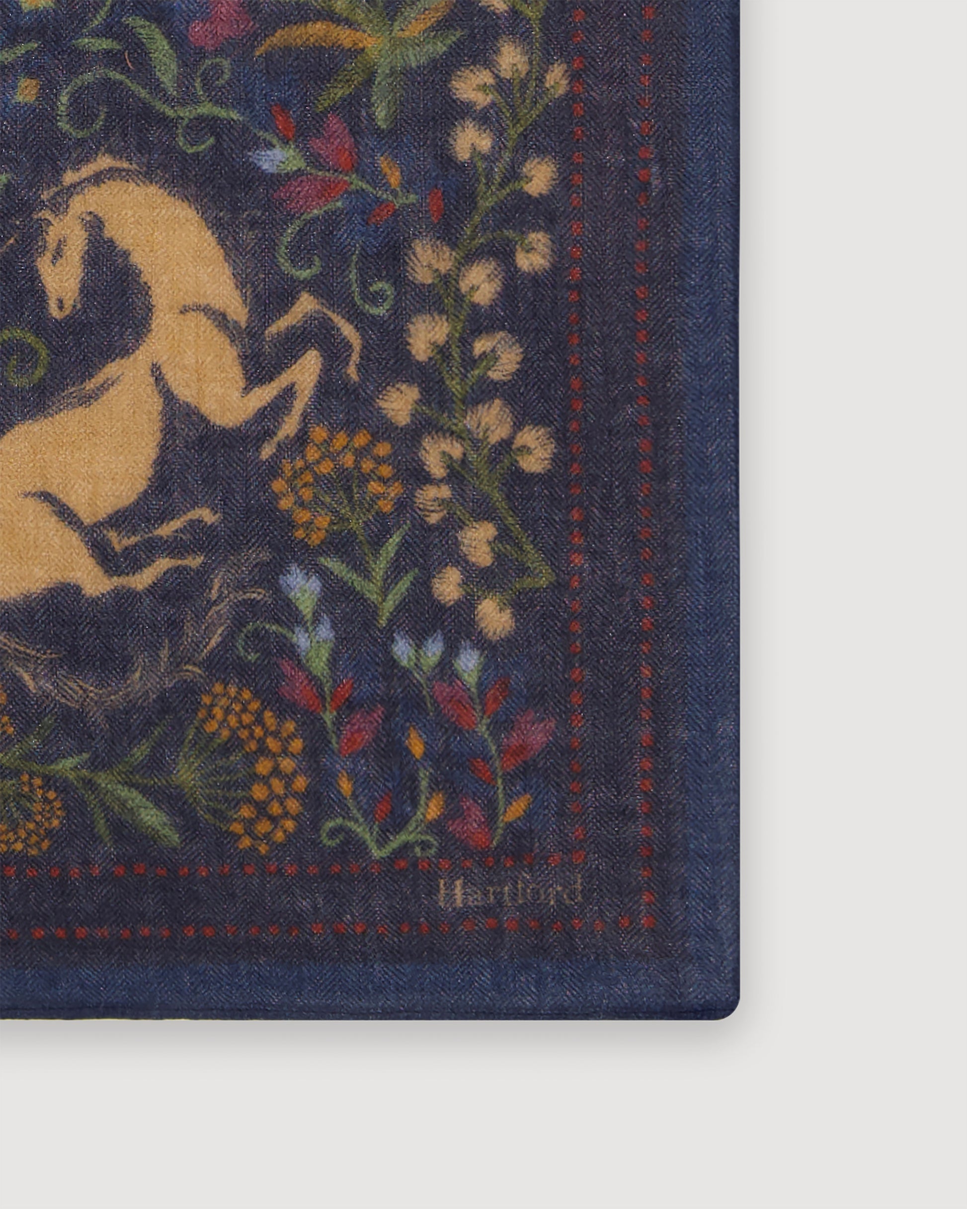 Echarpe Homme en Laine à Chevrons Imprimée Bleu Indigo