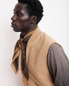 Echarpe Homme en Laine à Chevrons Imprimée Bronze